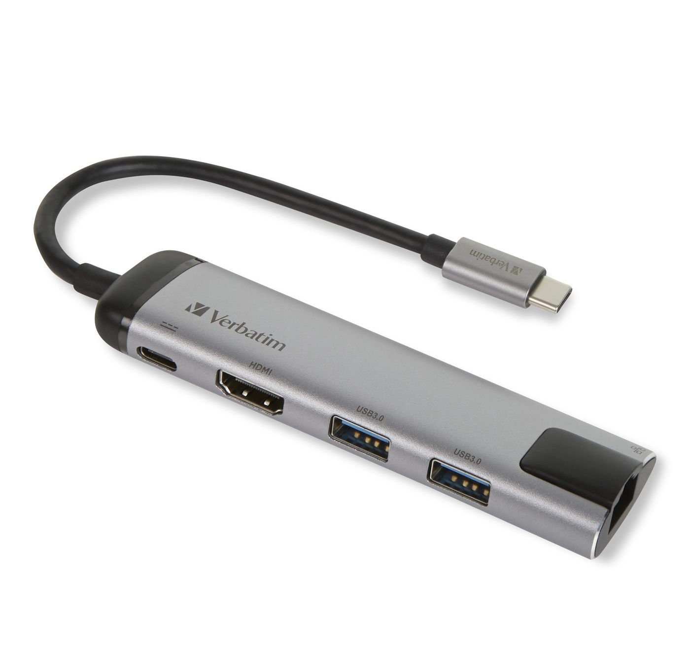 USB-Verteiler VERBATIM USB-C HUB Adapter USB 3.1 GEN 1/ USB 3.0 x 2 HDMI RJ45
