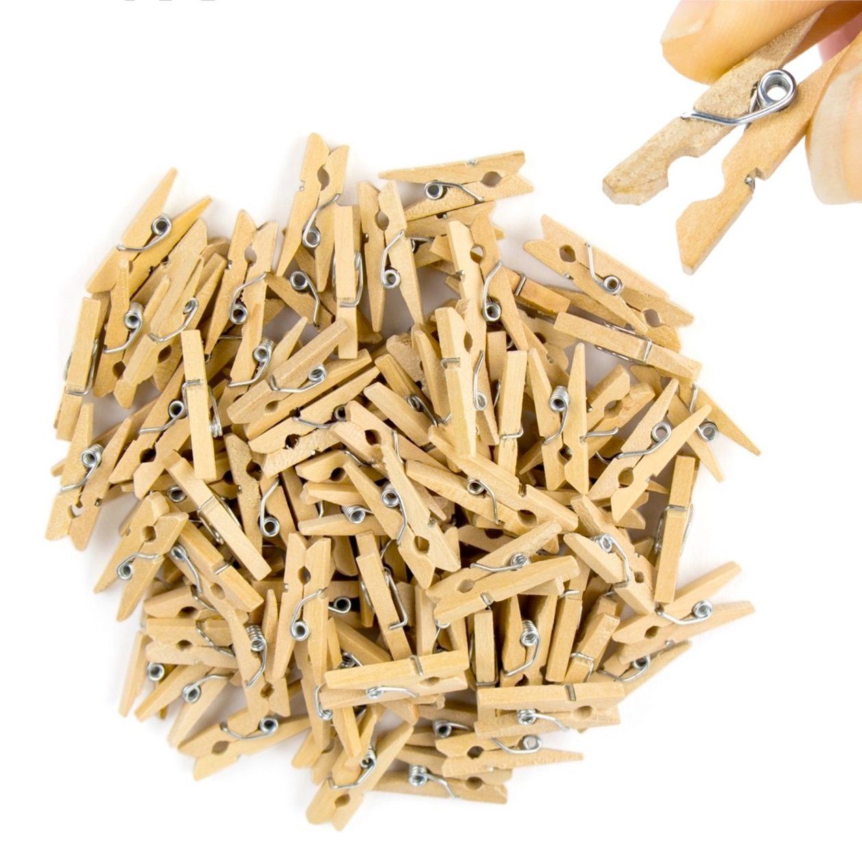 Kalender zum Selbstbasteln 100x Miniklammern 25 mm groß - Mini Holzklammer Basteln Fotohalter