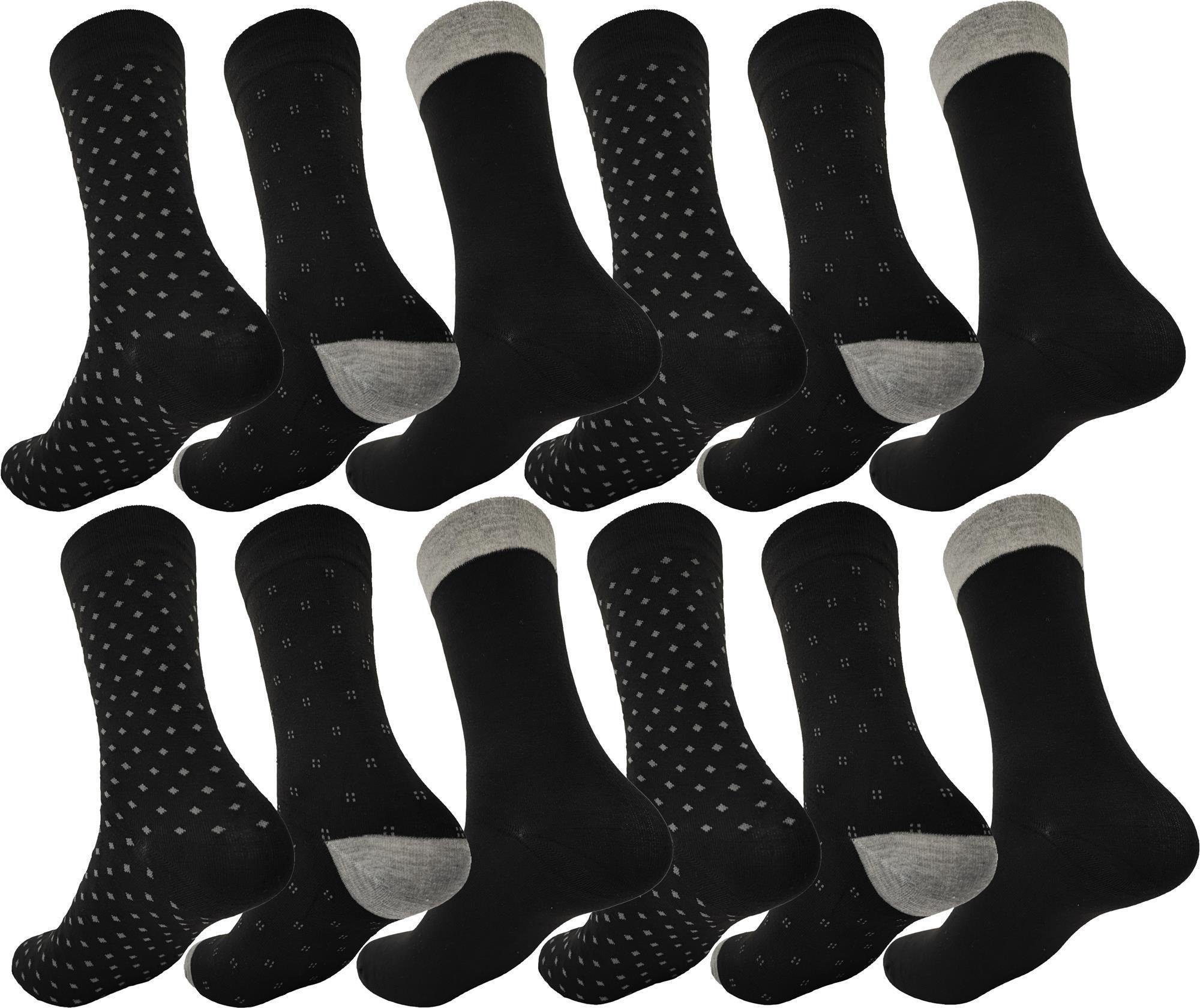EloModa Basicsocken 12 Paar Herren Socken Muster klassischer Form Freizeit Sport (12-Paar) Mix3