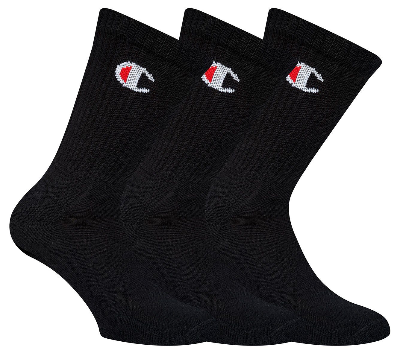 3 Schwarz2 Paar Champion Socken Sportsocken Socken, - Unisex Legacy Crew