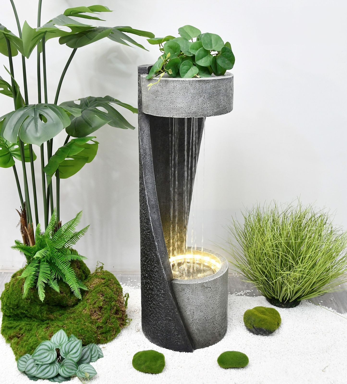 Gravidus Gartenbrunnen Brunnen ZELOS Eleganter OutdoorBrunnen mit LED