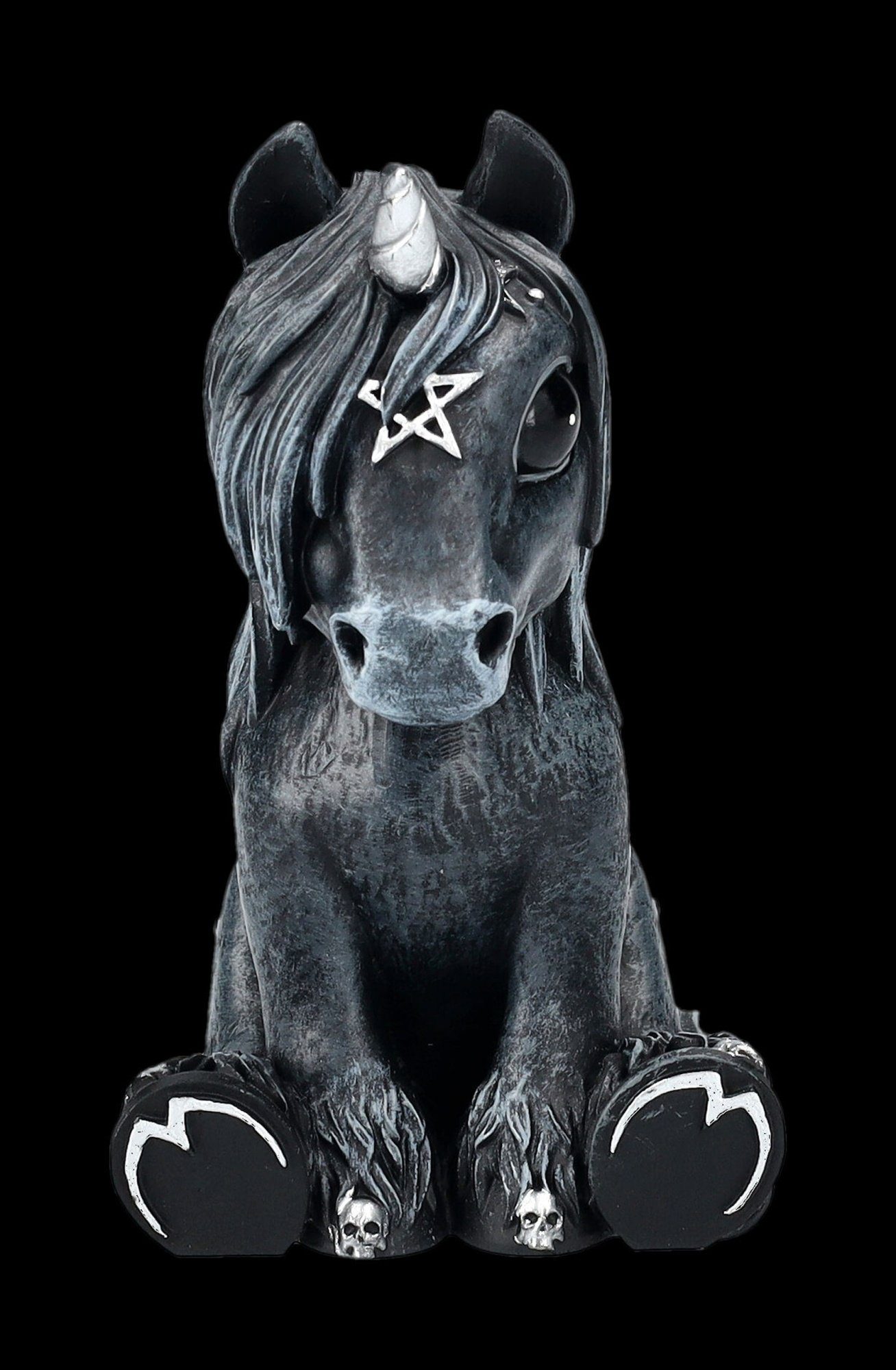 Figuren Shop GmbH Fantasy-Figur Einhorn Figur schwarz - Culticorn - Fantasy Dekofigur Dekoration