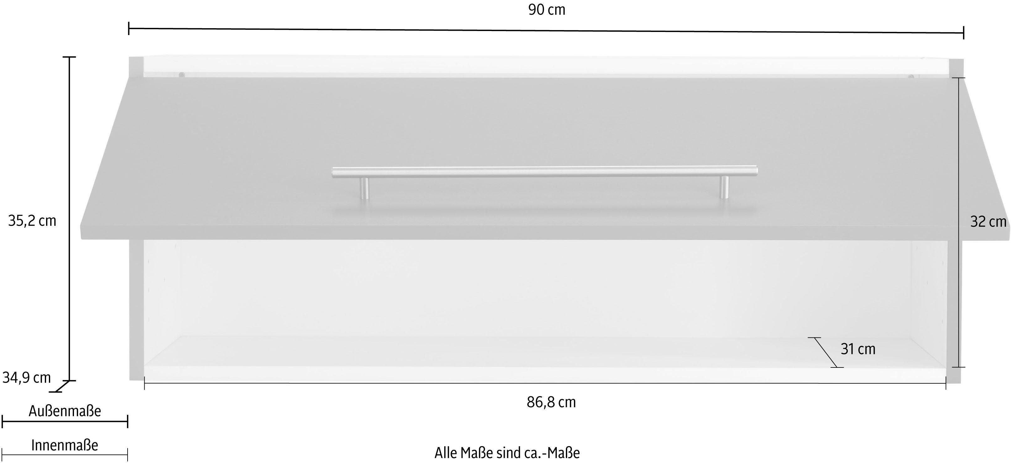 OPTIFIT Klapphängeschrank Bern 1 mit cm, Metallgriff Klappe, 90 Breite weiß Hochglanz/weiß