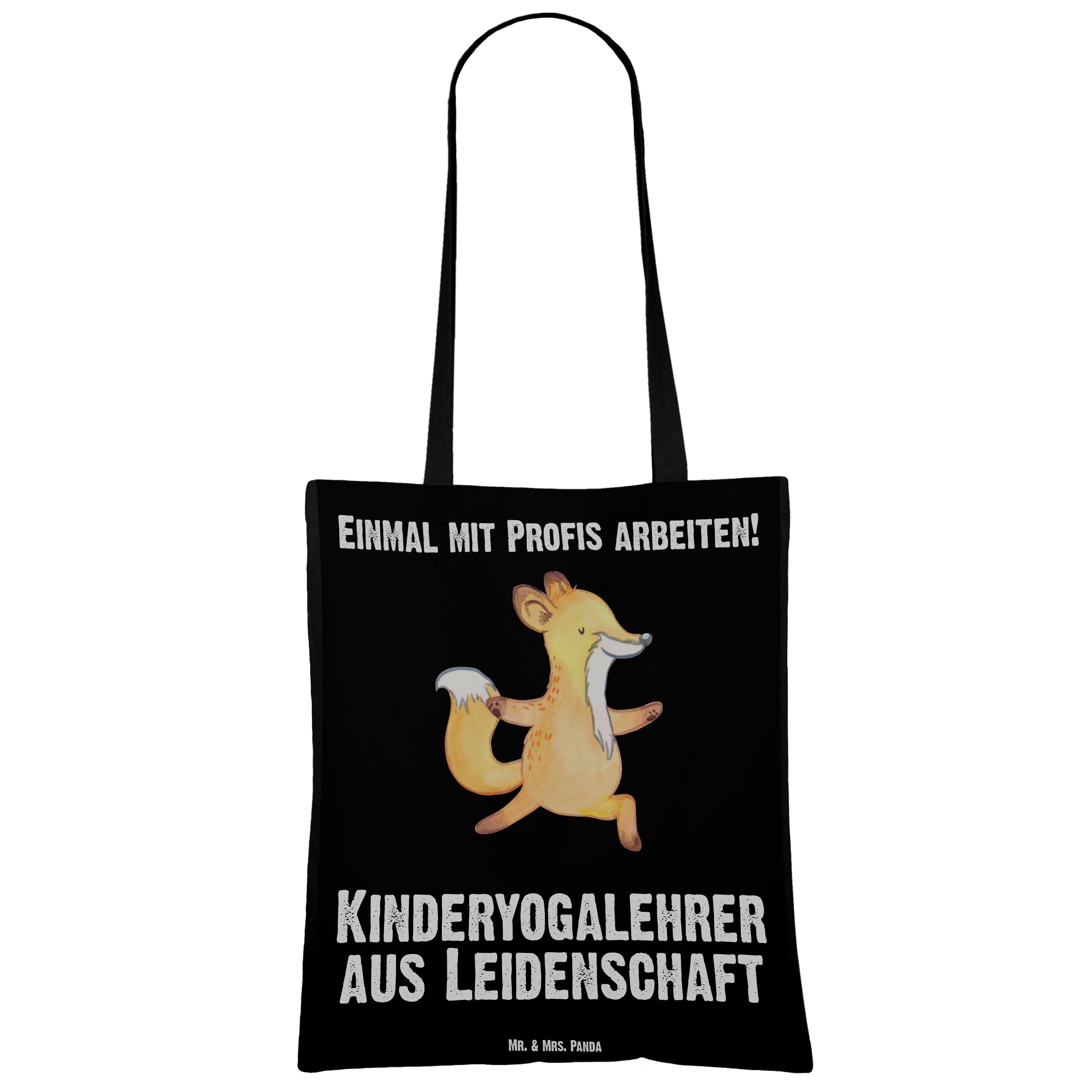 - (1-tlg) Kinderyogalehrer Leidenschaft Panda Geschenk, Tragetasche aus Jutebeutel, Schwarz & Mrs. - S Mr.