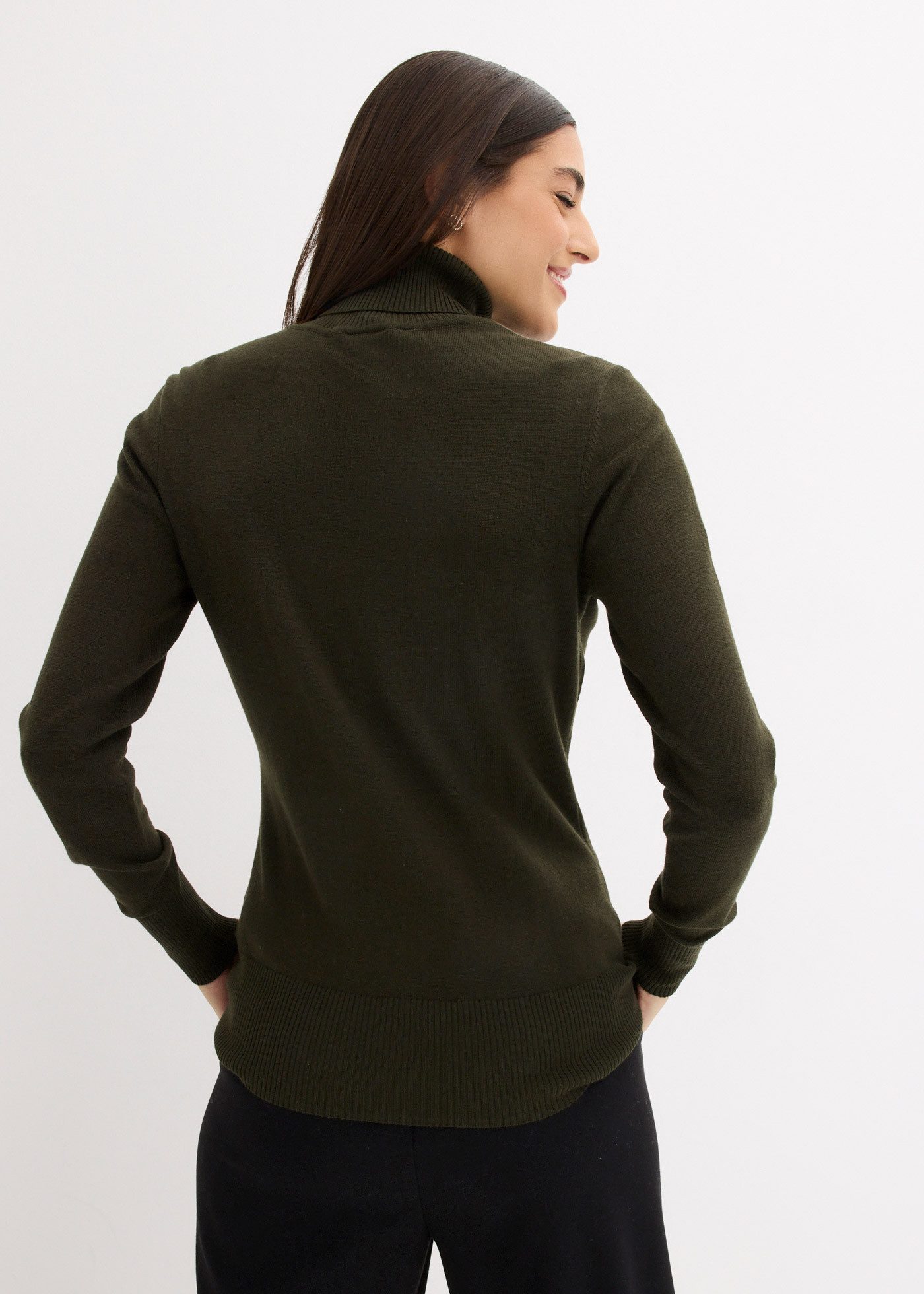bonprix Rollkragenpullover aus Baumwollmischung, mit hohem Rollkragen, schmale Passform