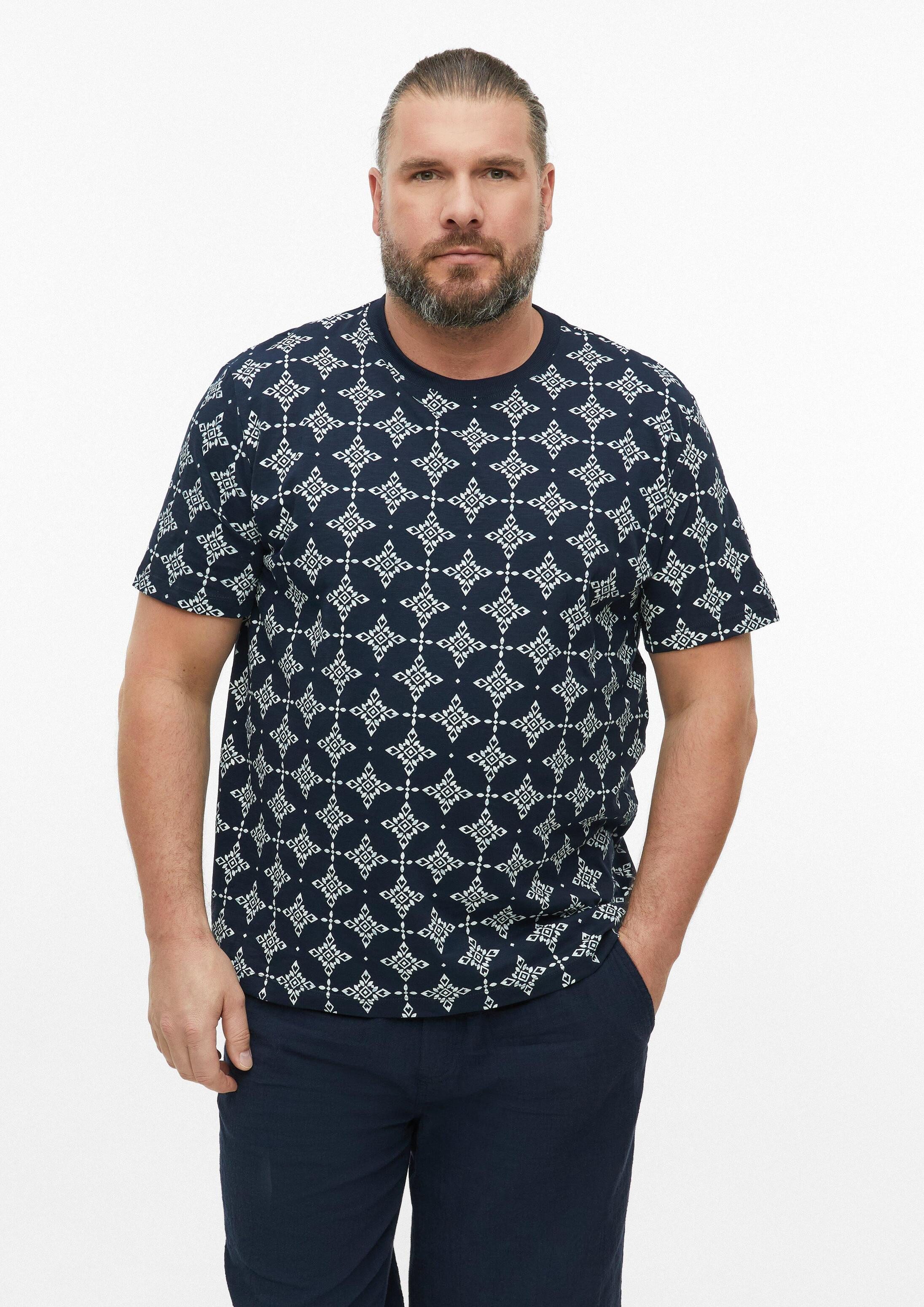 s.Oliver Kurzarmshirt T-Shirt Flammgarn-Shirt mit All-over-Print