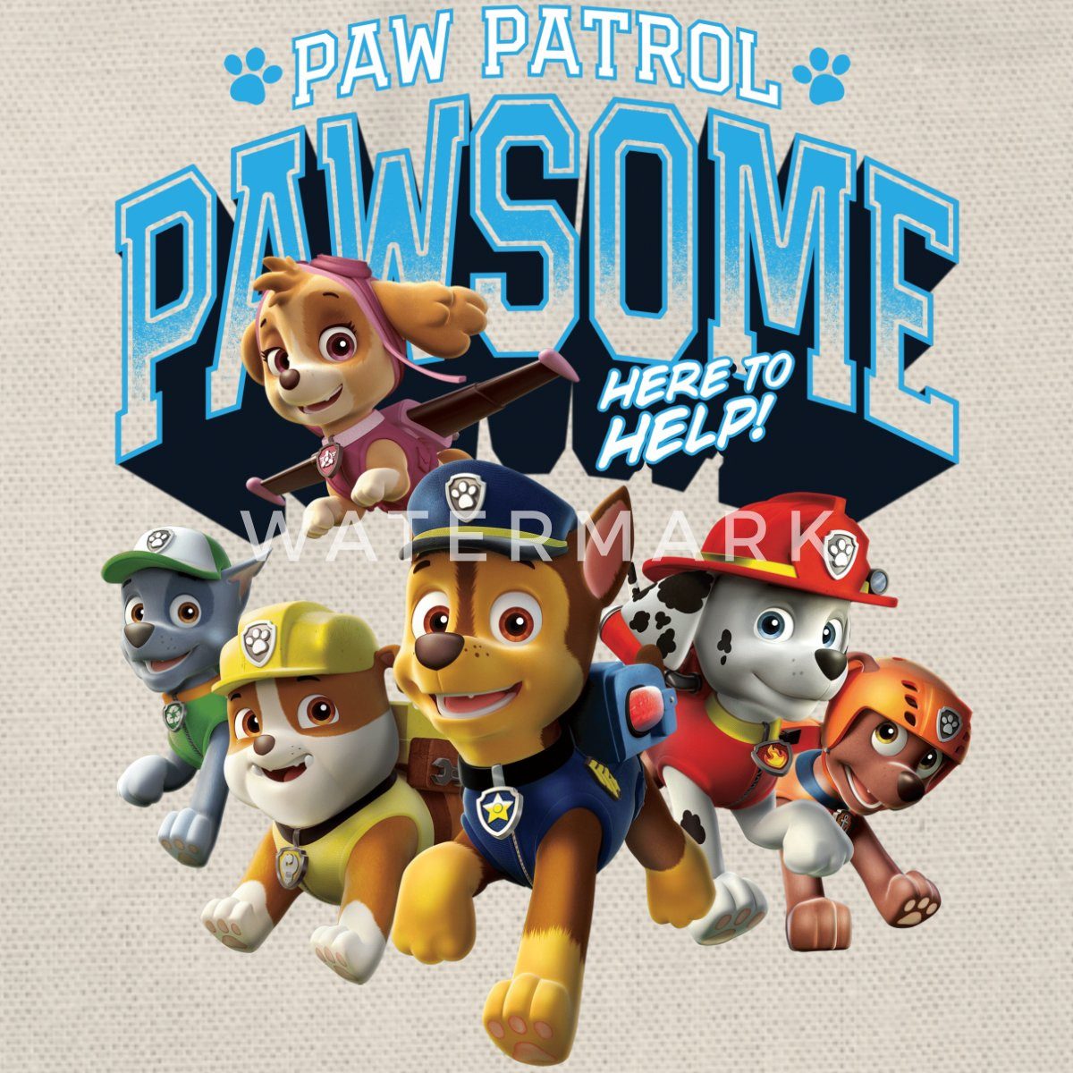 Spreadshirt Turnbeutel Paw Patrol Pawsome Here To Help Spruch Blau Turnbeutel (1-tlg)
