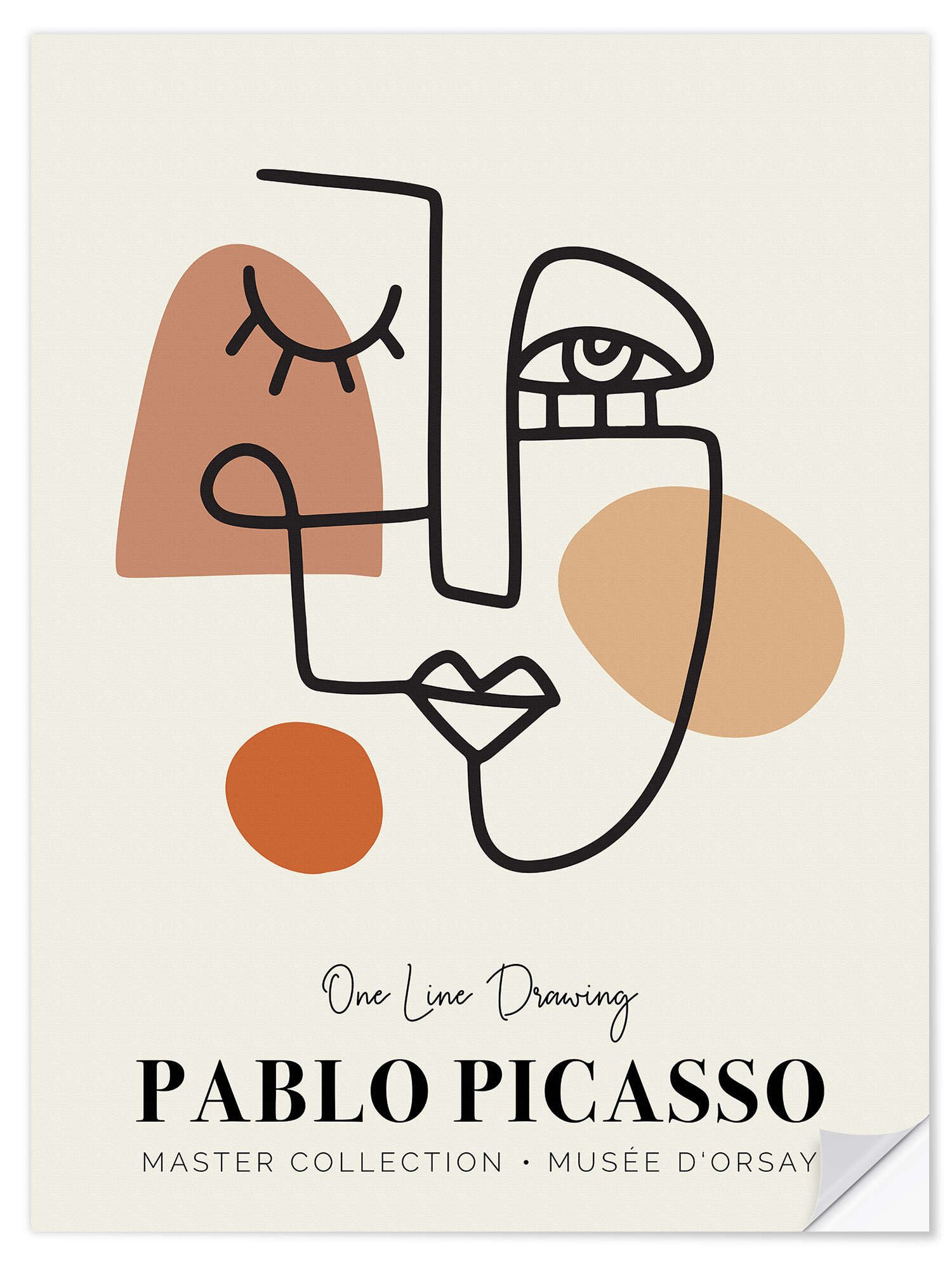 Posterlounge Wandfolie, Pablo Picasso One Line Drawing II, Wohnzimmer Minimalistisch Malerei