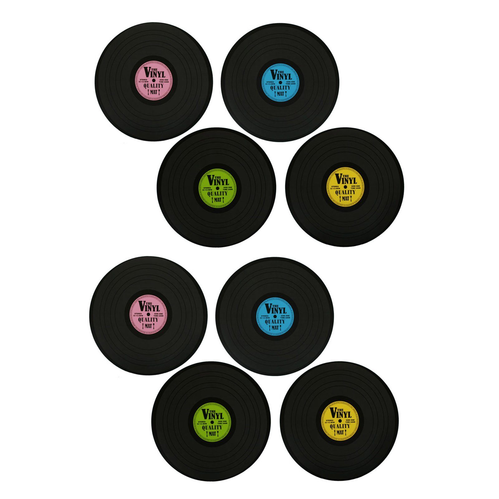 Vinyl Ø Ø Platzdeckchen, 8x HAC24, Tisch 8x Tischset Untersetzer (Set, 11 Schallplatte Rund 16-St), 39 cm & Glasuntersetzer cm Platzset, Tischmatte
