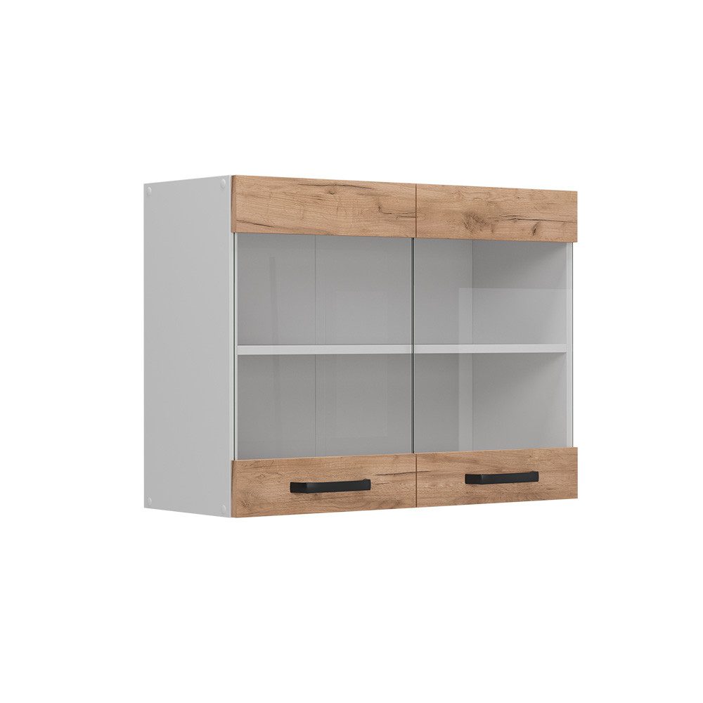 Vicco Glashängeschrank R-Line, Goldkraft Eiche/Weiß, 80 günstig online kaufen