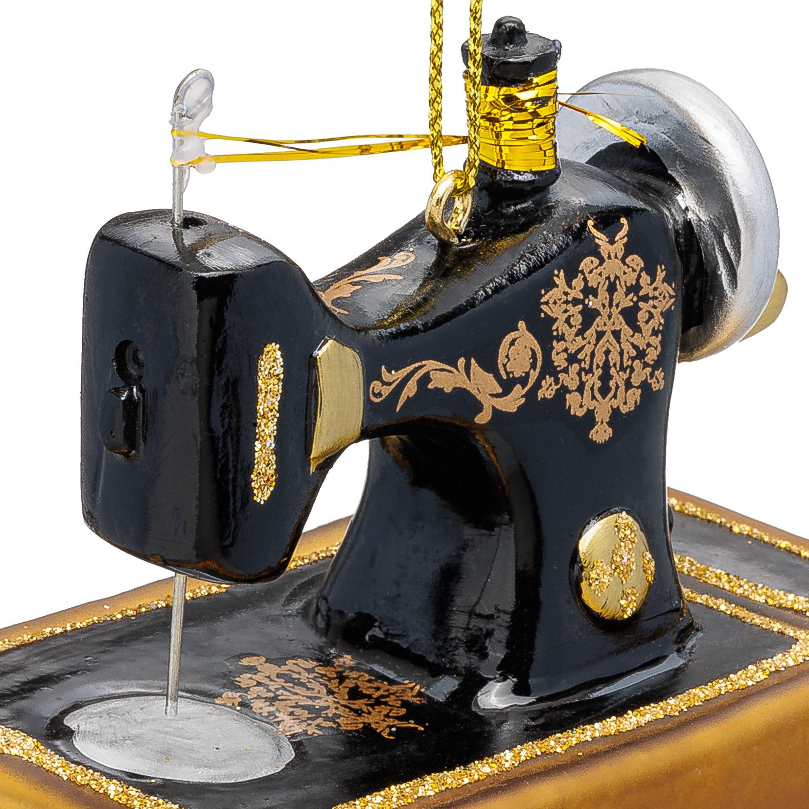 SIKORA Weihnachtsbaumkugel Nähmaschine besondere Weihnachtskugel Glas Anhänger – BS044, Christbaumschmuck Deko - traditionell, witzig & außergewöhnlich – Bild 4 von 4