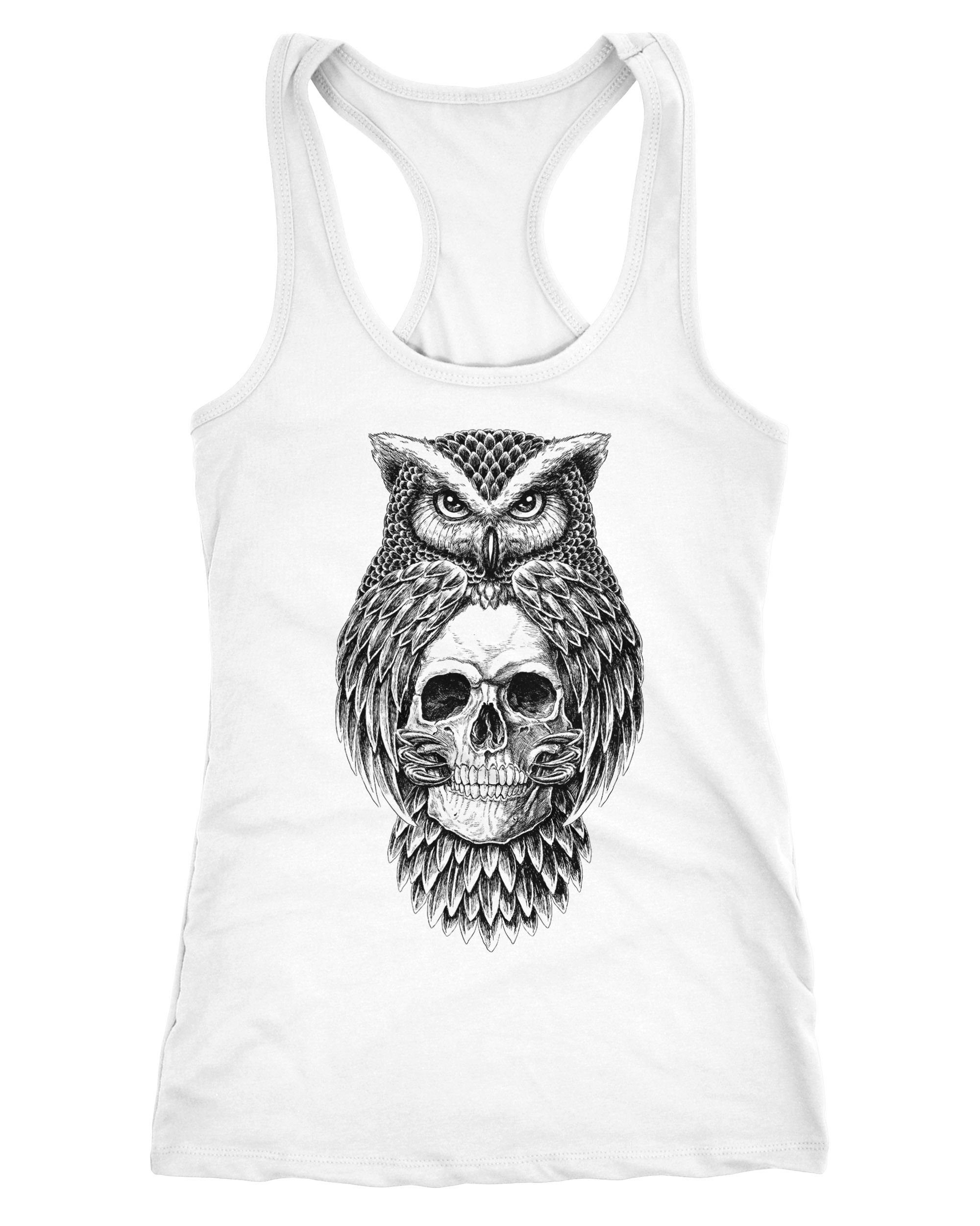 Tanktop Damen Tank-Top Eule Totenkopf Owl Skull Schädel Racerback Neverless®