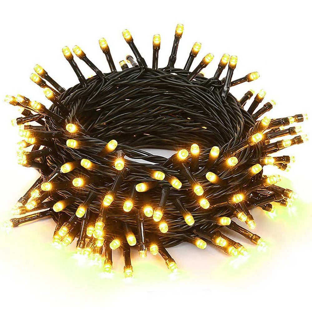 Sunicol LED-Lichterkette 5-100M lichterkette innen, USB/mit Stecker, Warmweiß, 100-flammig, Dimmbar, 8 Modi, Timer, für Weihnachten Garten Party