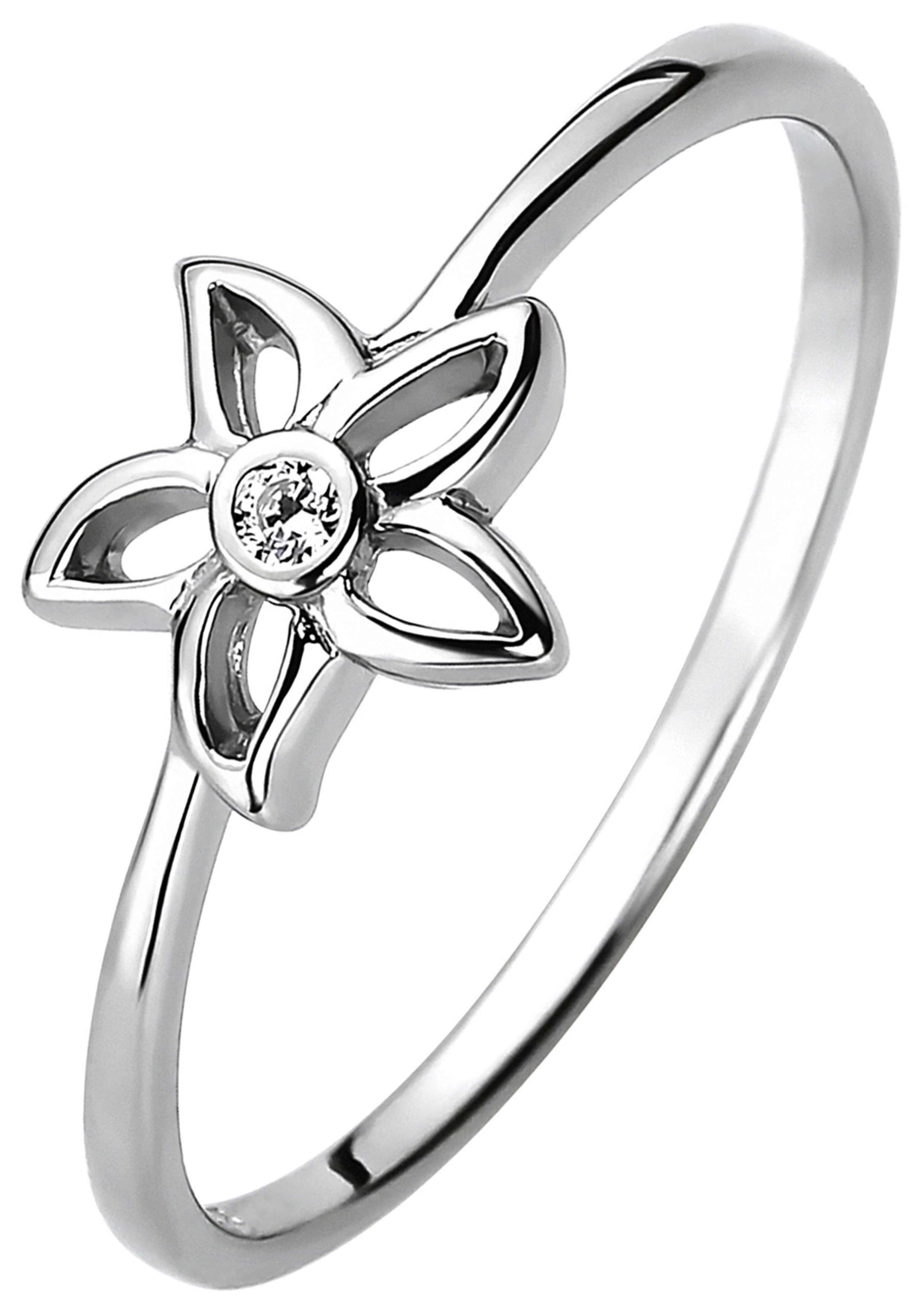 JOBO Fingerring Blume, 925 Silber mit Zirkonia günstig online kaufen