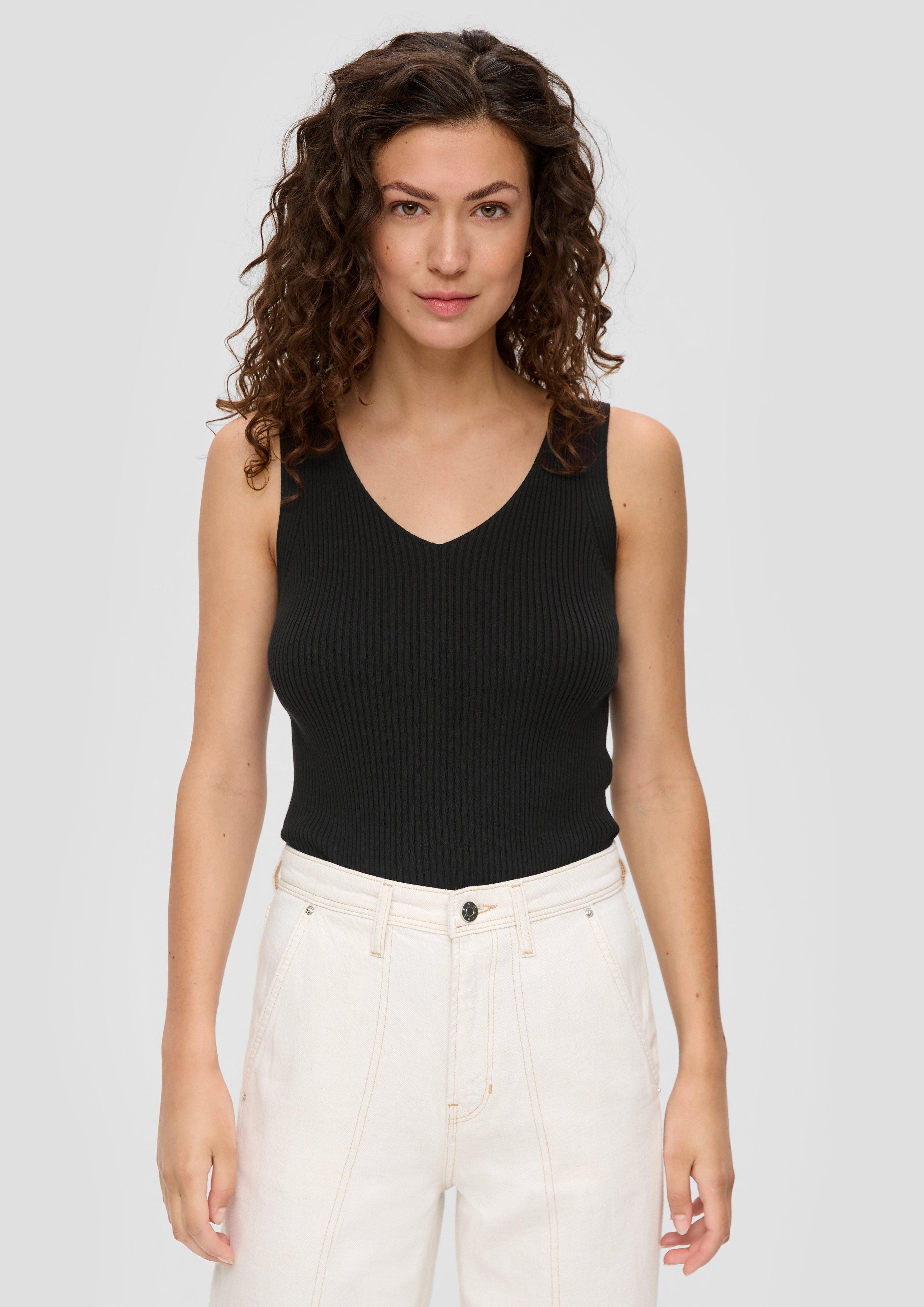 s.Oliver Pullunder Geripptes Stricktop aus Viskosemix günstig online kaufen