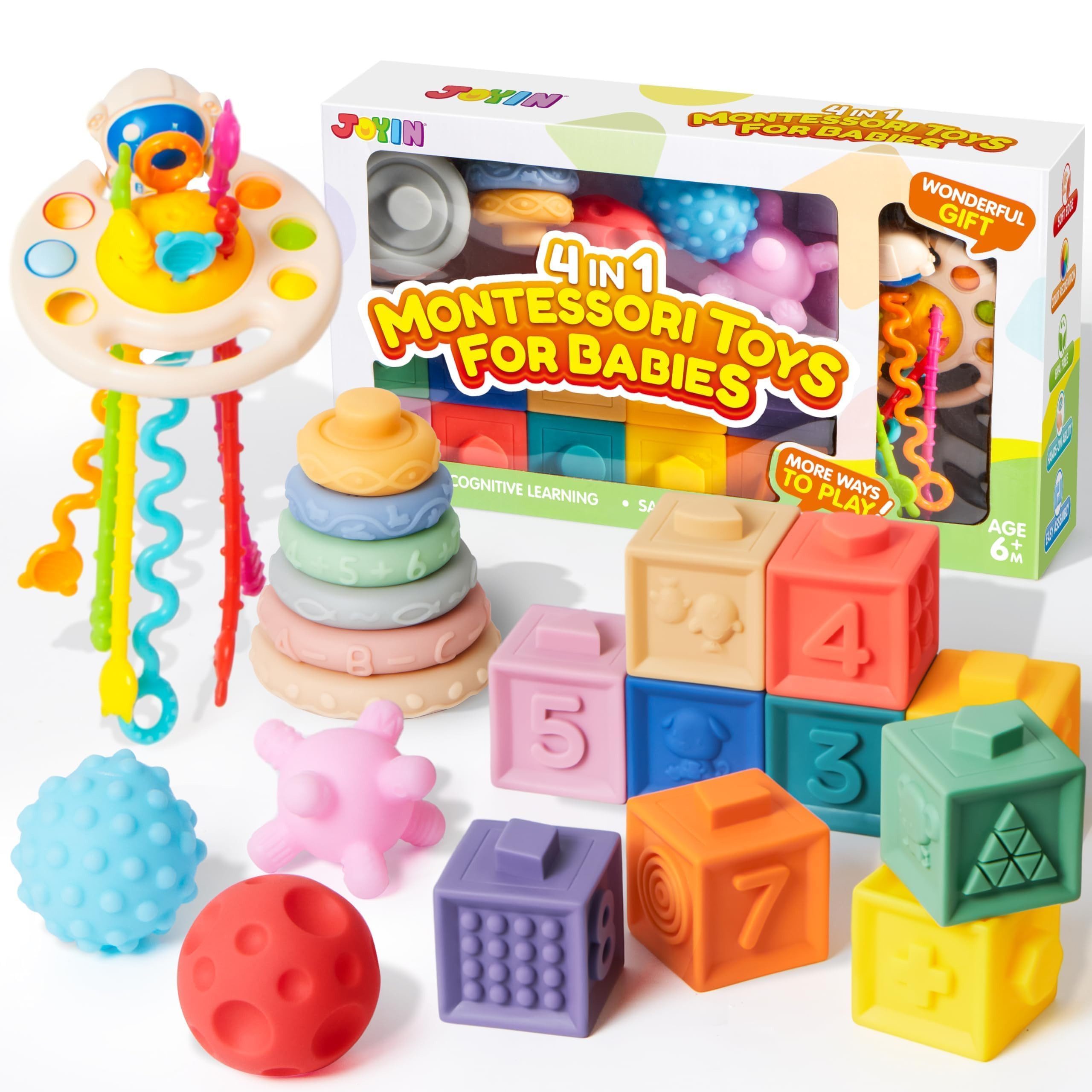 Stapelspielzeug Montessori Baby Spielzeug 6 Monate, Silikon Aktivitätsspielzeug
