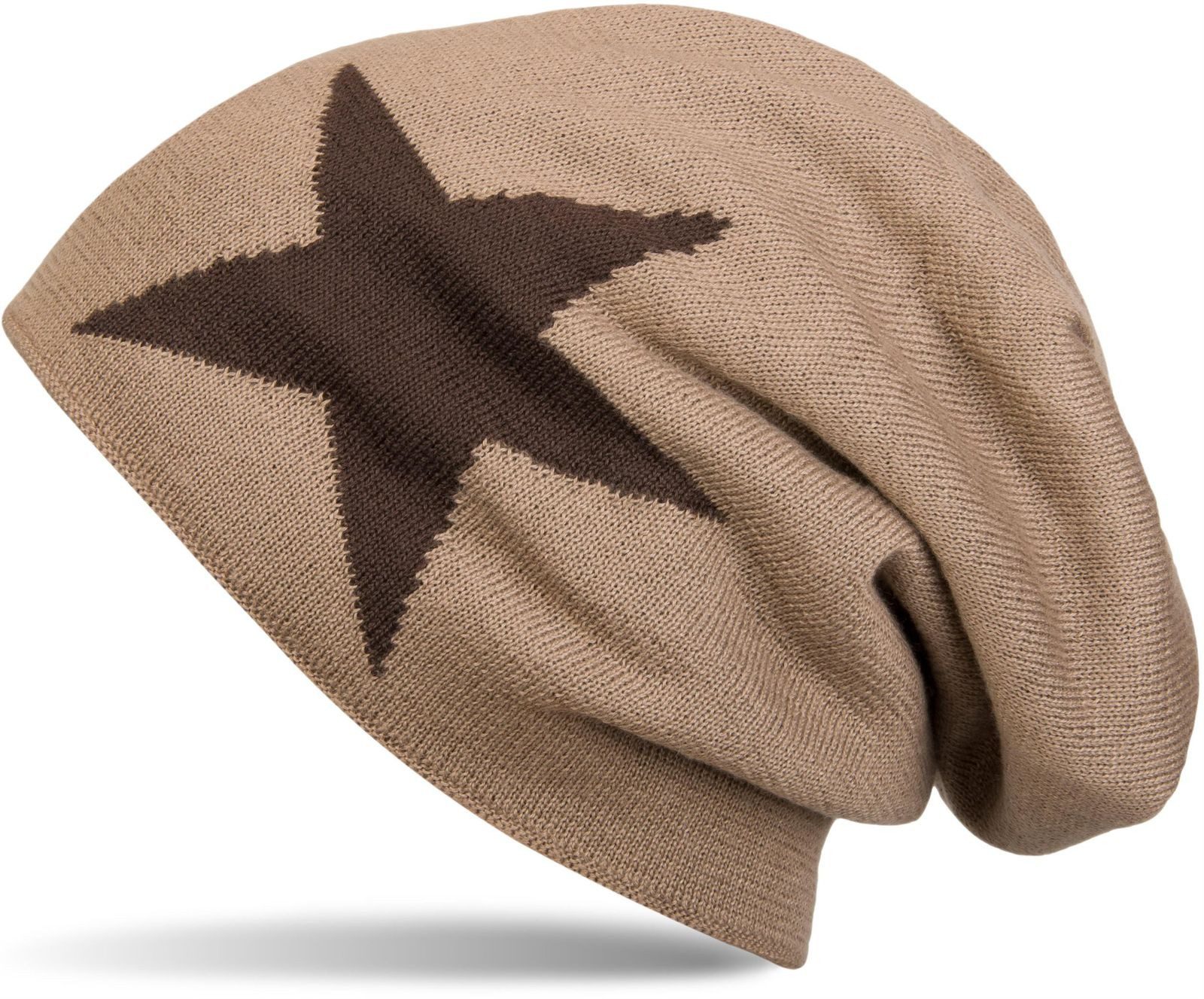Strickmütze Strick Beanie Mütze mit Stern