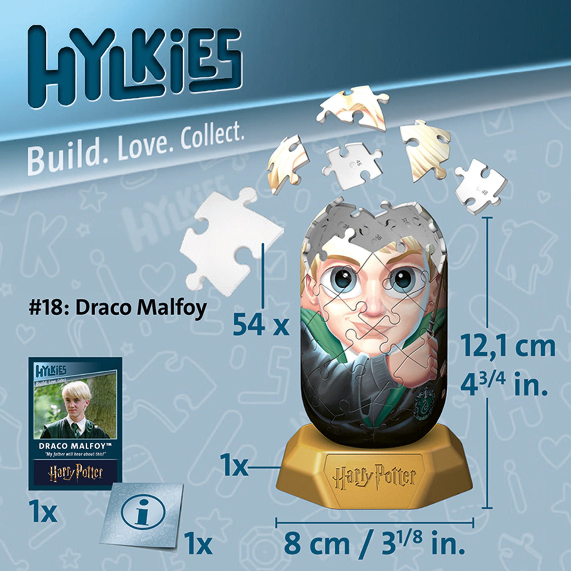 Ravensburger Пазлы 54 T. 3D Пазлы Hylkies Harry Potter Draco Malfoy Sammelfigur 12008005, Пазлыteile