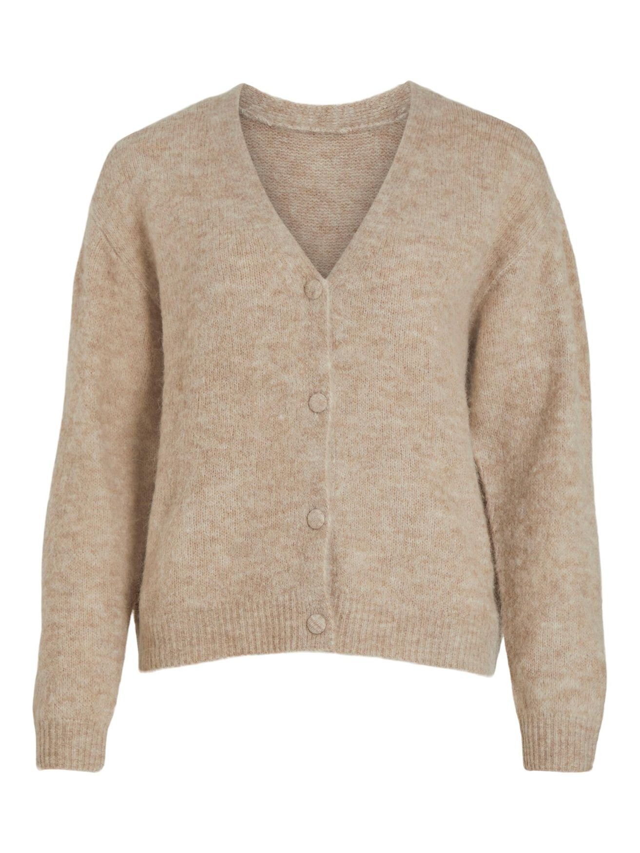 Beige Kuschelige 4845 V-Neck Cardigan VIJAMINA Vila in Cardigan Strickjacke Langarm