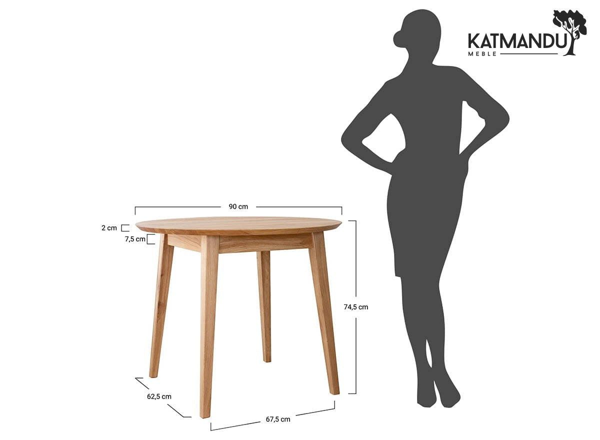 Katmandu Esstisch Orbetello Esstisch rund 90 cm aus massiver Eiche (1 Tisch), 90cm Durchmesser