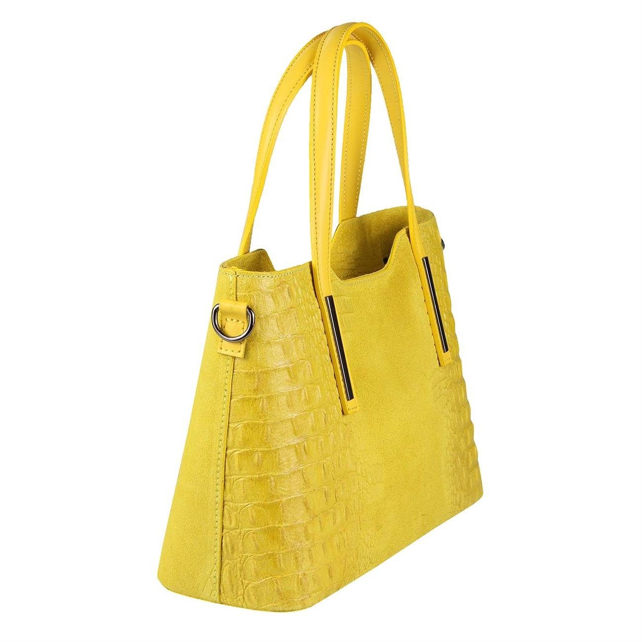 ITALYSHOP24 Schultertasche Made in Italy Damen echt Leder Henkeltasche Shopper Lederhandtasche, Kroko Muster, Italienische Umhängetasche Cross Over Body Bag, Premium