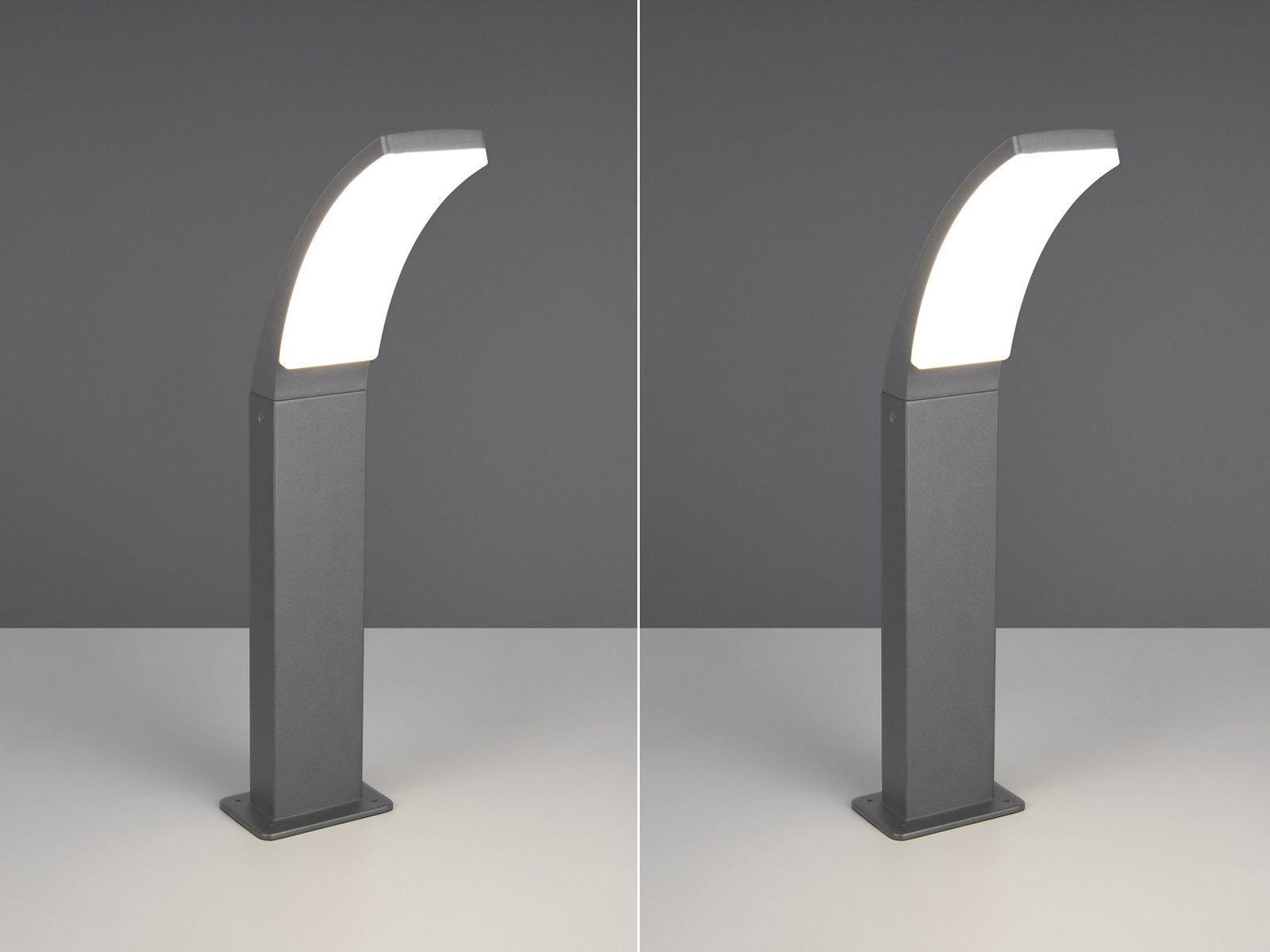 Reality Leuchten LED Pollerleuchte, LED fest integriert, neutralweiß, 2er Set Garten Weg-beleuchtung Carport & Einfahrt Anthrazit, Höhe 60cm