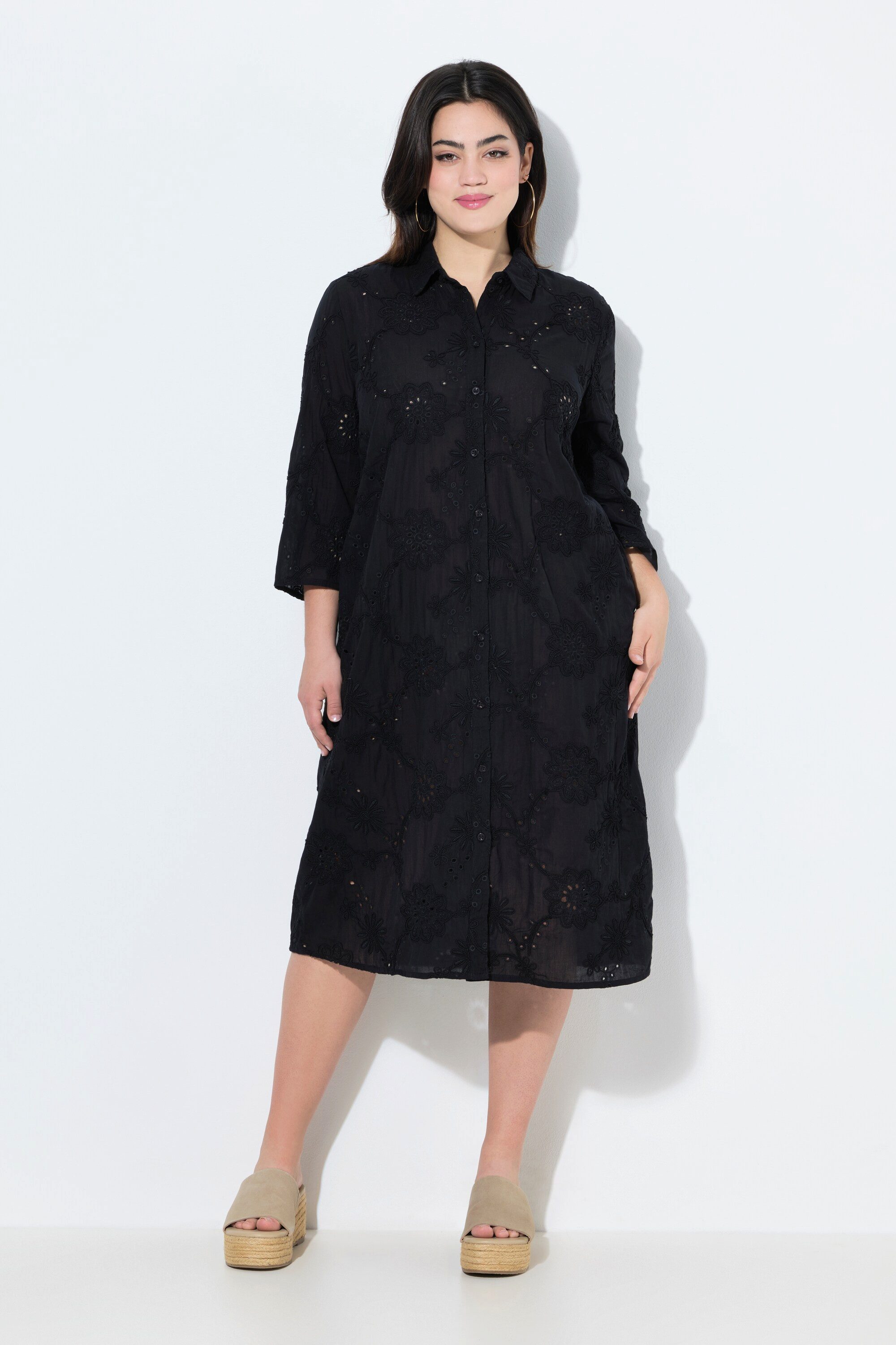 Angel of Style Jerseykleid Hemdblusenkleid A-Linie Lochstickerei günstig online kaufen