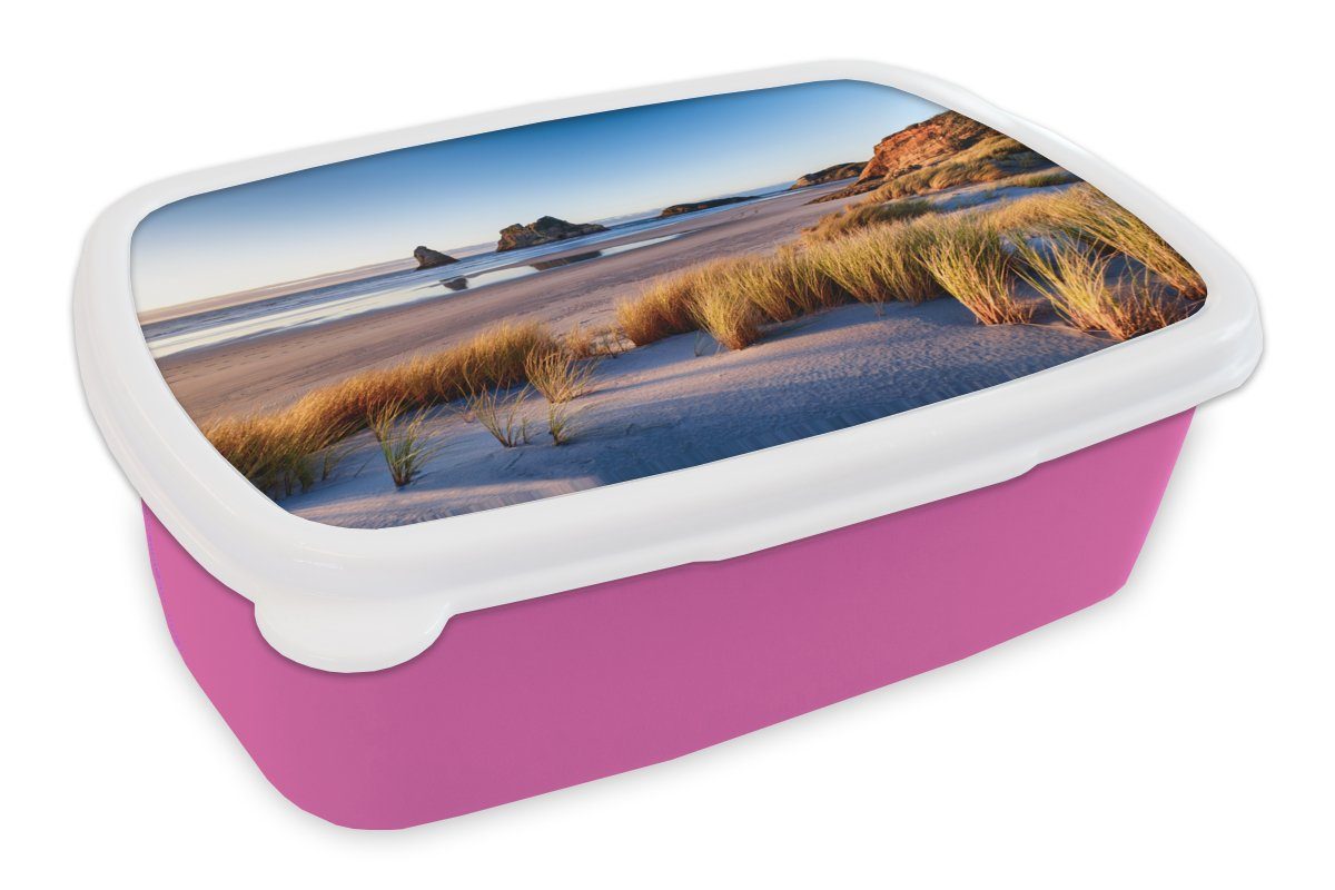 MuchoWow Lunchbox Strand - Meer - Natur, Kunststoff, (2-tlg), Brotbox für Erwachsene, Brotdose Kinder, Snackbox, Mädchen, Kunststoff rosa | Lunchboxen