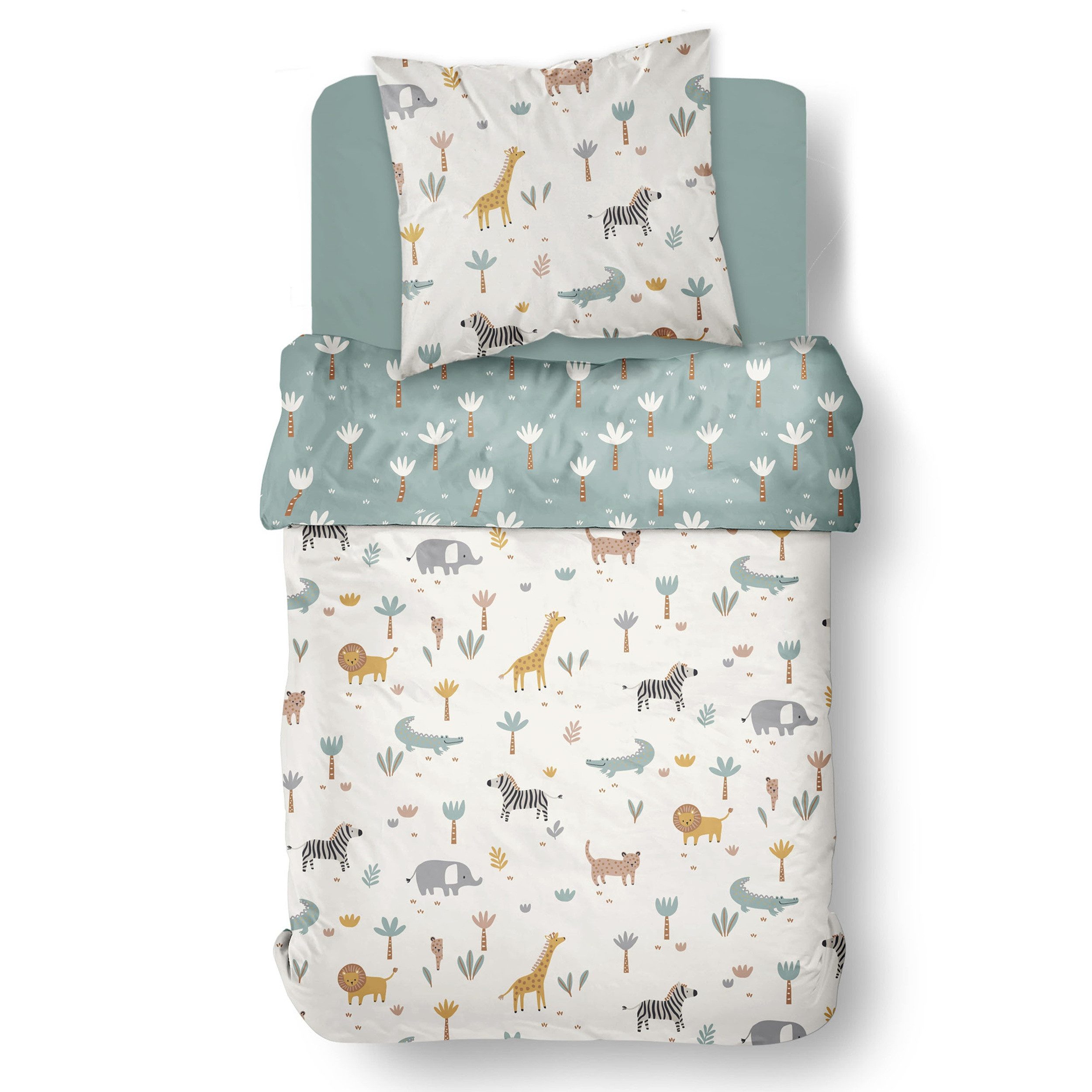 Familando Kinderbettwäsche Afrika Safari mit verschiedenen Tieren in Blau-W günstig online kaufen