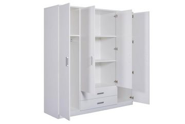 ebuy24 Kleiderschrank Ranya Kleiderschrank 4 Türen, 2 Schubladen weiß.