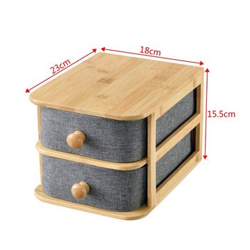 en.casa Schubladenbox, »Arsivik« Schreibtischorganisator mit 2 Schubladen Bambus Natur/Grau