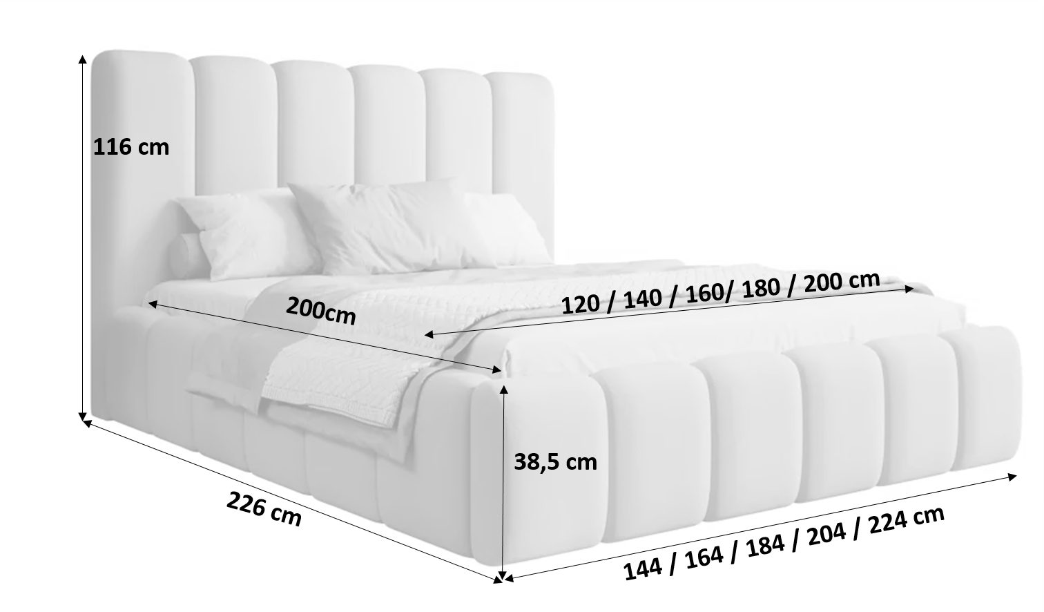 VIVENTE Möbel Polsterbett MONOLITH Samt Stoff MAGIC VELVET Bettkasten Lattenrost 32 Lamellen (Breiten 140/160/180/200 cm), mit großem Bettkasten in versch. Breiten und Farben