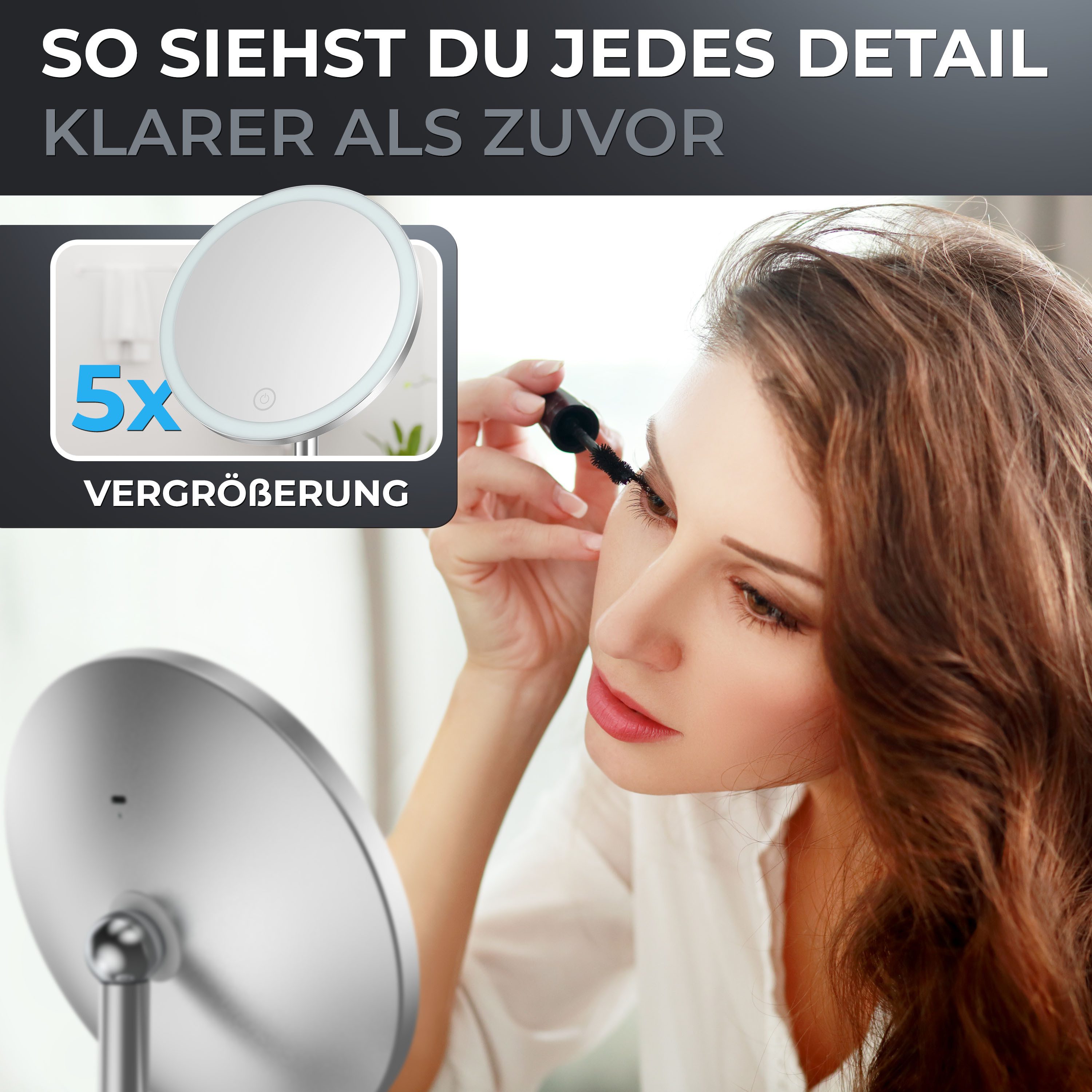 ovimar Kosmetikspiegel (1-St), aus Edelstahl in Silber zur