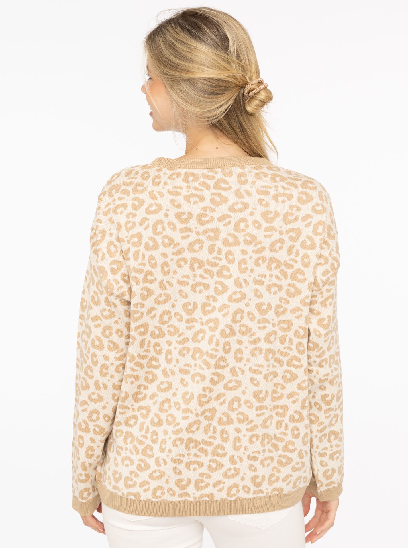 Zwillingsherz Strickpullover "Gestrickter-Leo" Animal-Muster, Rundhalsausschnitt, Langarm, Feinstrick