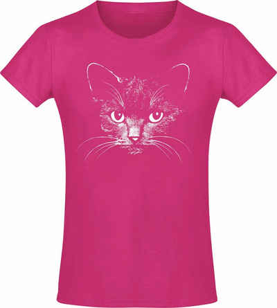 Baddery Print-Shirt Mädchen T-Shirt: Katze - Kätzchen - Baby Kitty Cat Niedlich, hochwertiger Siebdruck, aus Baumwolle