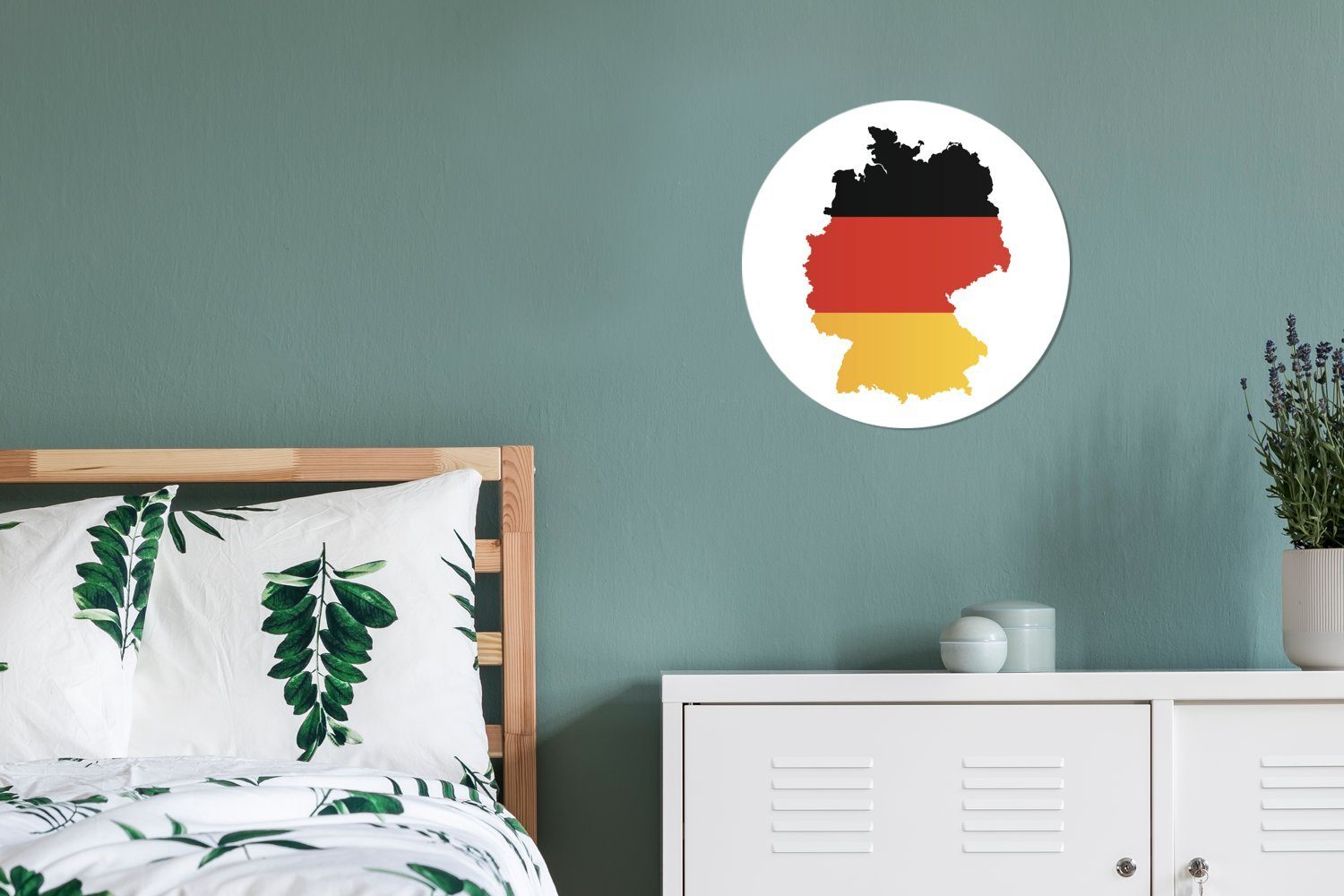 St), Wandbild, Rundes von Kreis cm (1 deutschen Karte Wohnzimmer, mit Flagge, Gemälde der 30x30 Wanddekoration MuchoWow Forex, Deutschland