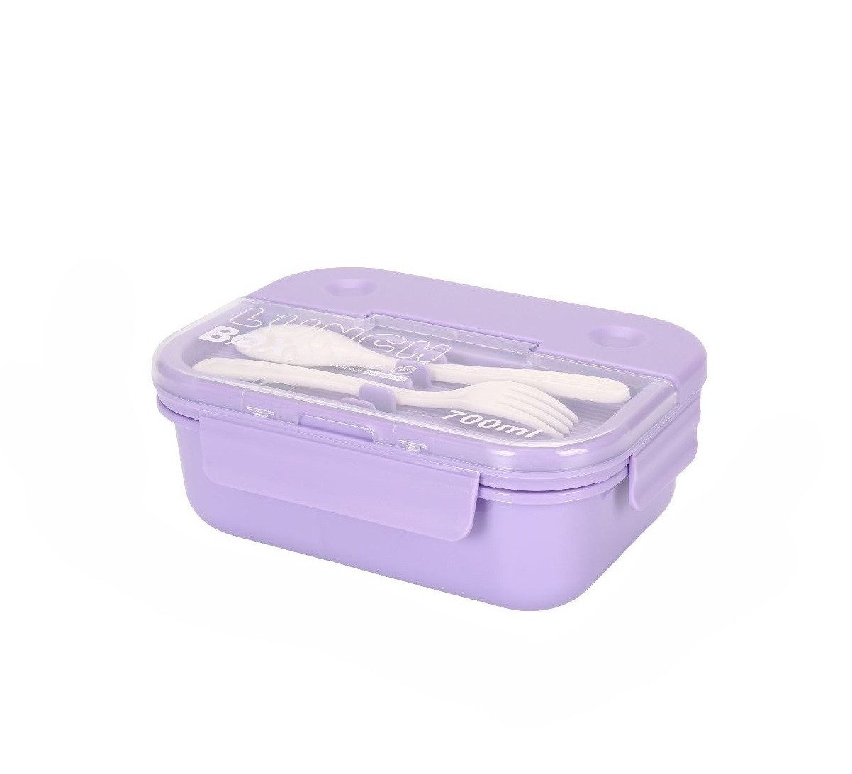 Cheffinger Lunchbox mit Besteck 700 ml - Brotdose mit 3 Fächern für Schule & Büro, Kunststoff, (4-tlg), mit Löffel & Gabel, 700 ml