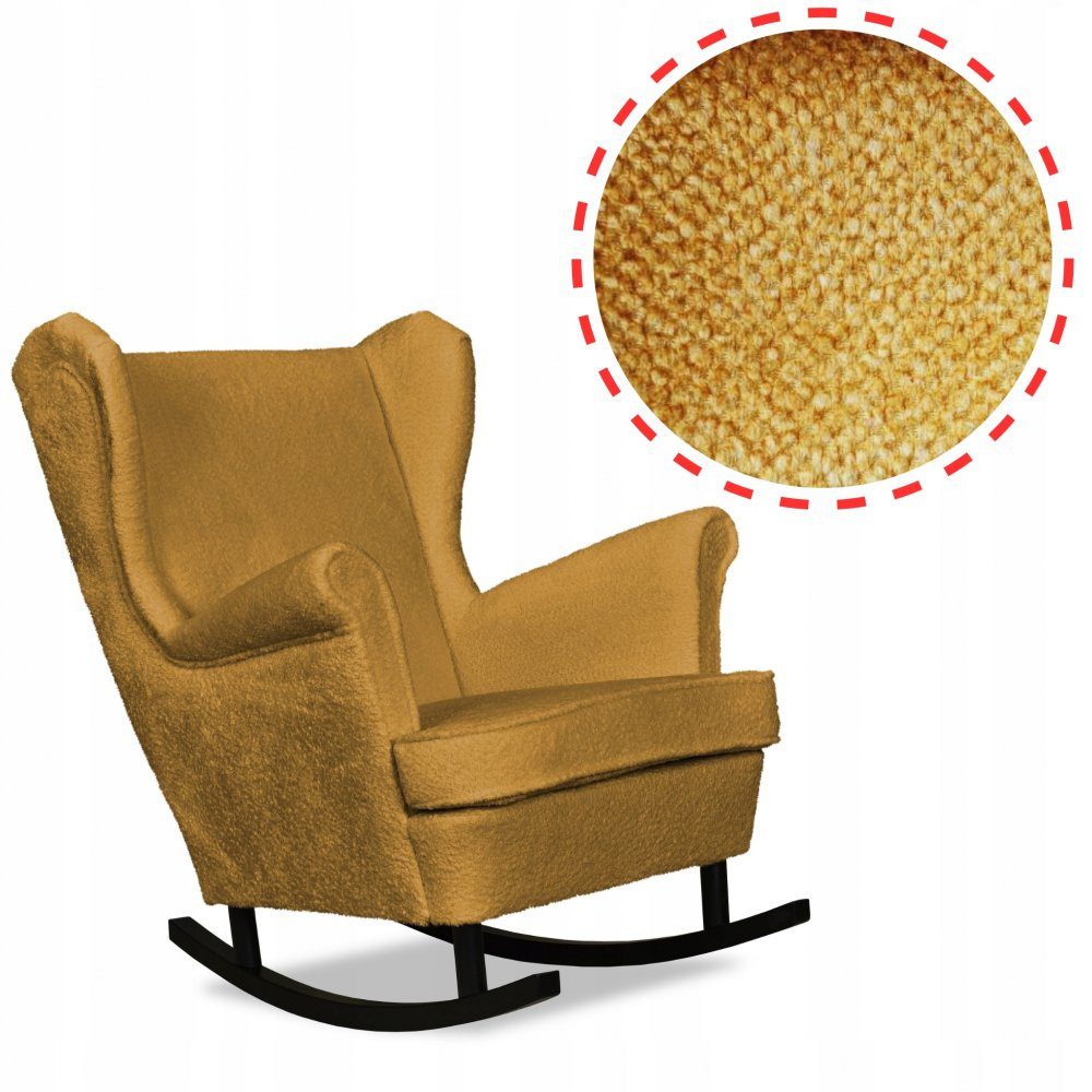 Family Meble Schaukelstuhl Family Meble Bella Schaukelsessel Ohrensessel senfgelb 84x92x104 cm