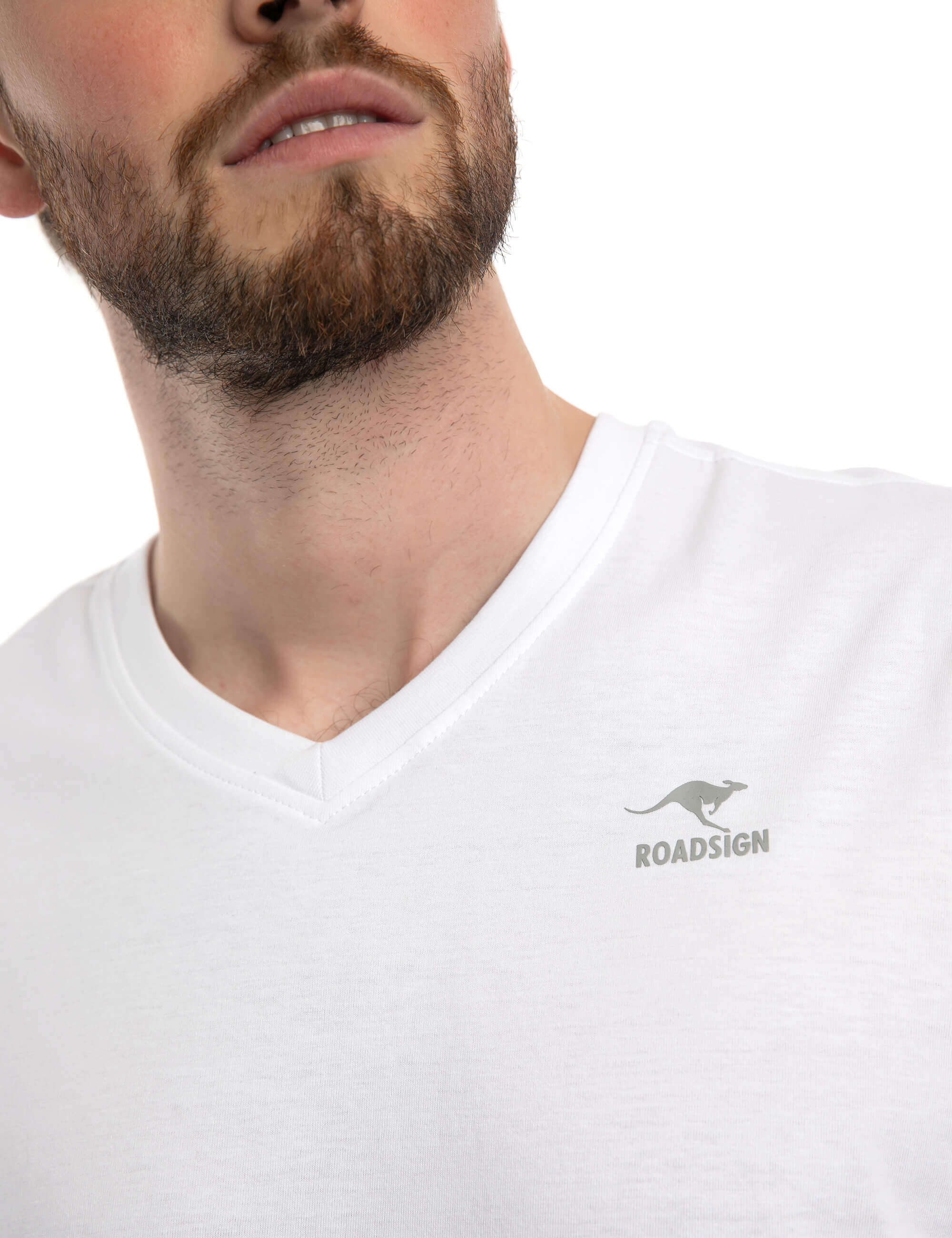 ROADSIGN australia T-Shirt Basic (1, 1-tlg., 1) mit V-Ausschnitt, 100% Baumwolle (2-er Pack)
