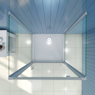 duschspa Komplettdusche 185cm Duschkabine Duschabtrennung Duschtür Drehtür Dusche ESG Glas, BxT: 80x70 cm, Einscheibensicherheitsglas, Set, Drehtür mit Seitteile, ebenerdiger Einbau möglich