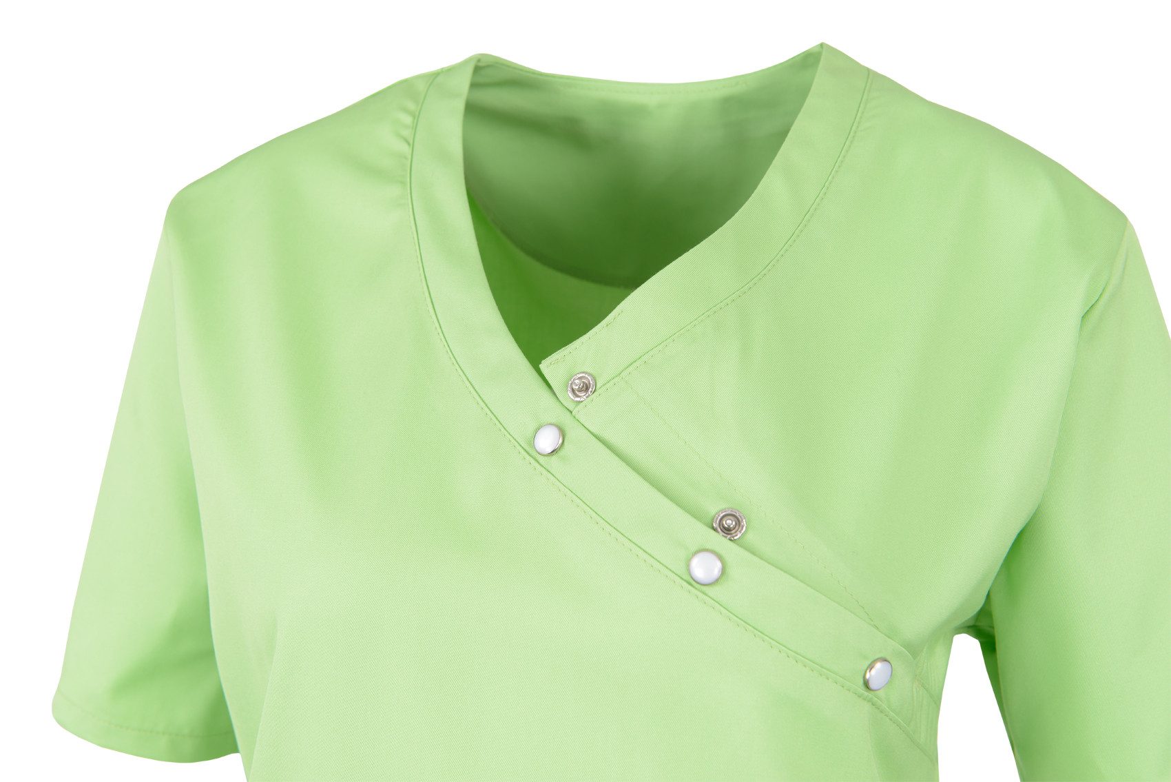 BEB Schlupfbluse beb MEDIZIN/PFLEGE Damen KASACK Kurz V-Neck Baumwollmix Apfelgrün – Bild 5 von 5