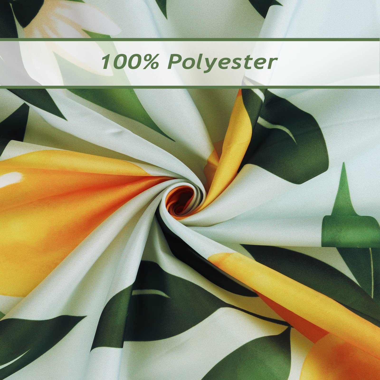 FOUORTUNATE-BEE Duschvorhang Zitronen Grüne Blätter Duschvorhänge Anti-Schimmel Wasserdicht (180 x 180 cm Polyester Stoff Waschbar Vorhäng für Badzimmer mit 12  – Bild 5 von 5