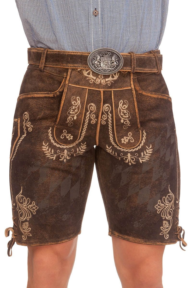 Hangowear Trachtenlederhose Lederhose Herren kurz - FITO BAVARIA - braun