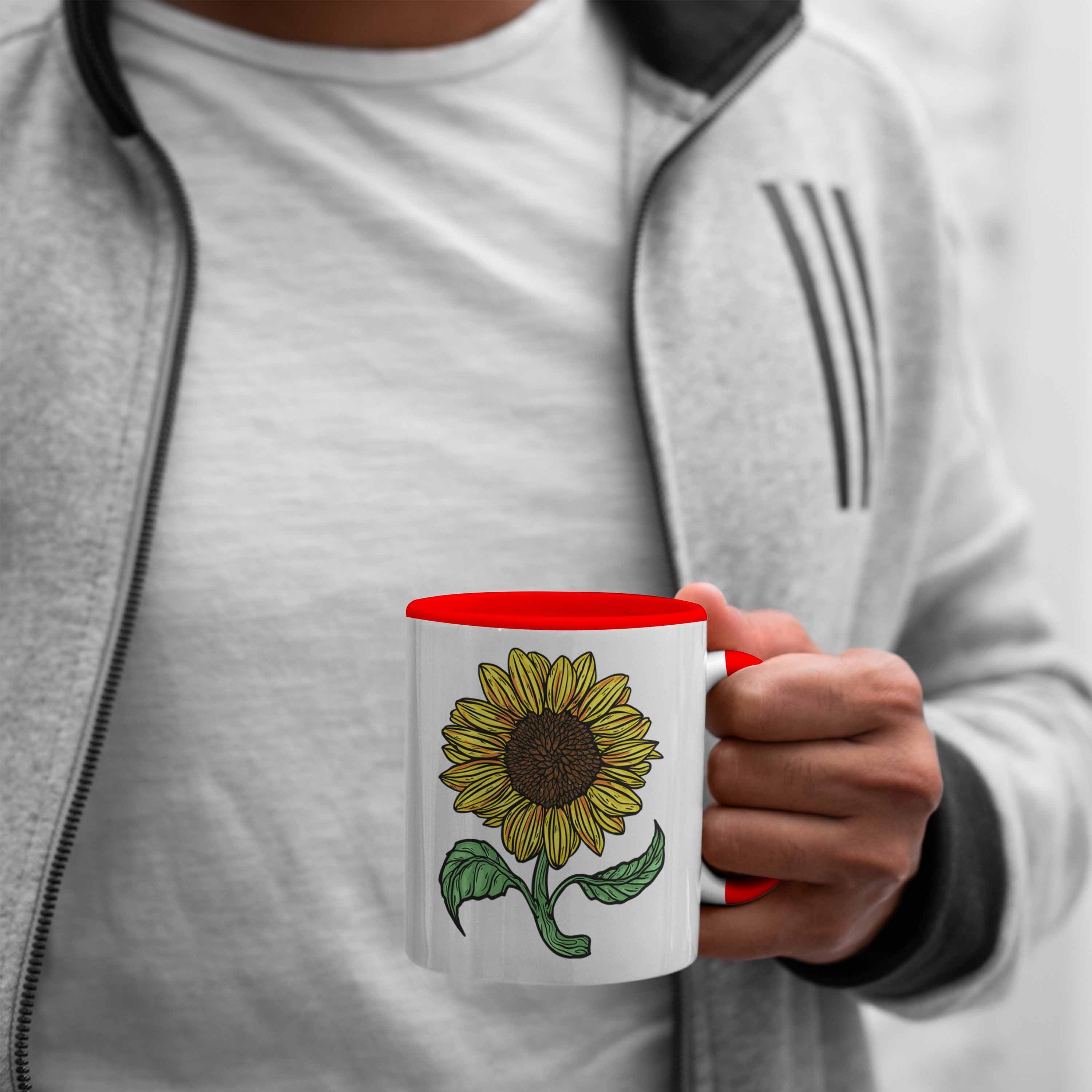 Trendation Tasse Tasse für Rot Geschenk Lustige Sonnenblumenliebhaber Sonnenblume