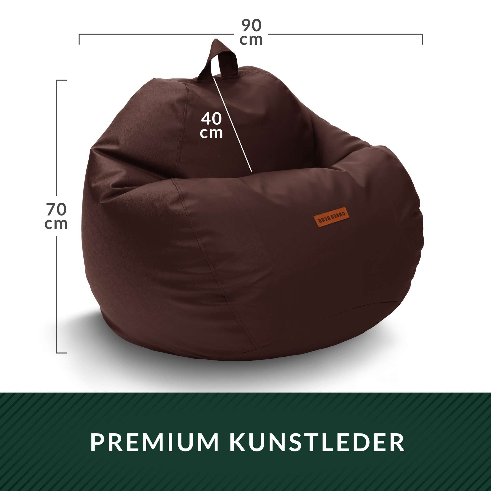 Green Bean Sitzsack Sitzsack Kunstleder Scoop Indoor (Indoor und Outdoor, abwaschbarer Bezug), Bean Bag Sitzkissen Sitzpuff Sitzsessel Bodenkissen Lounge – Bild 4 von 5