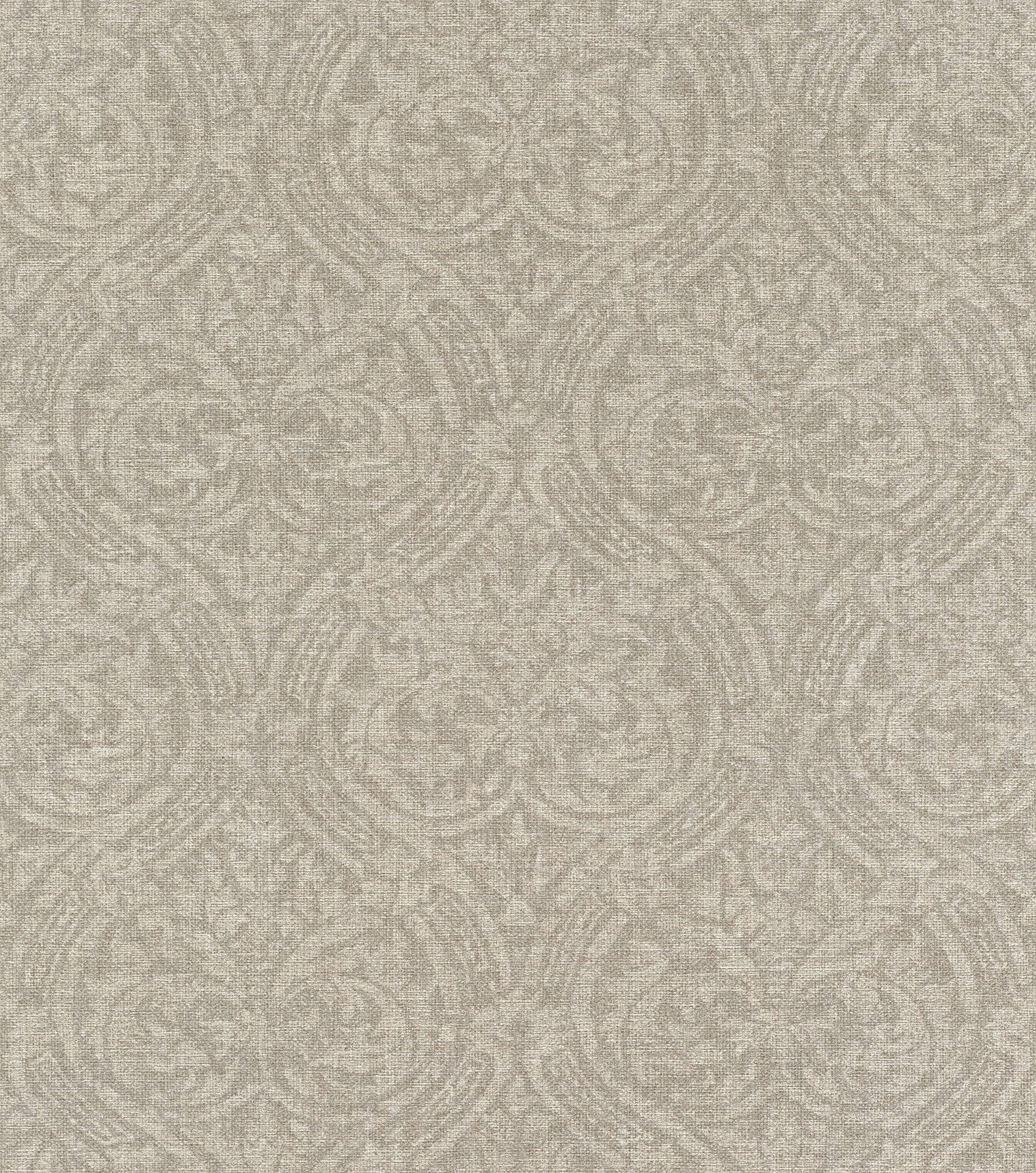 Rasch Vliestapete Barock - Vinyltapete Braun, Leinenoptik, Klassisch, (1 Rolle, 1 St., Kollektion Atelier Tissé - 10,05 m x 0,53 m), gute Lichtbeständigkeit, feucht abwischbar, restlos abziehbar