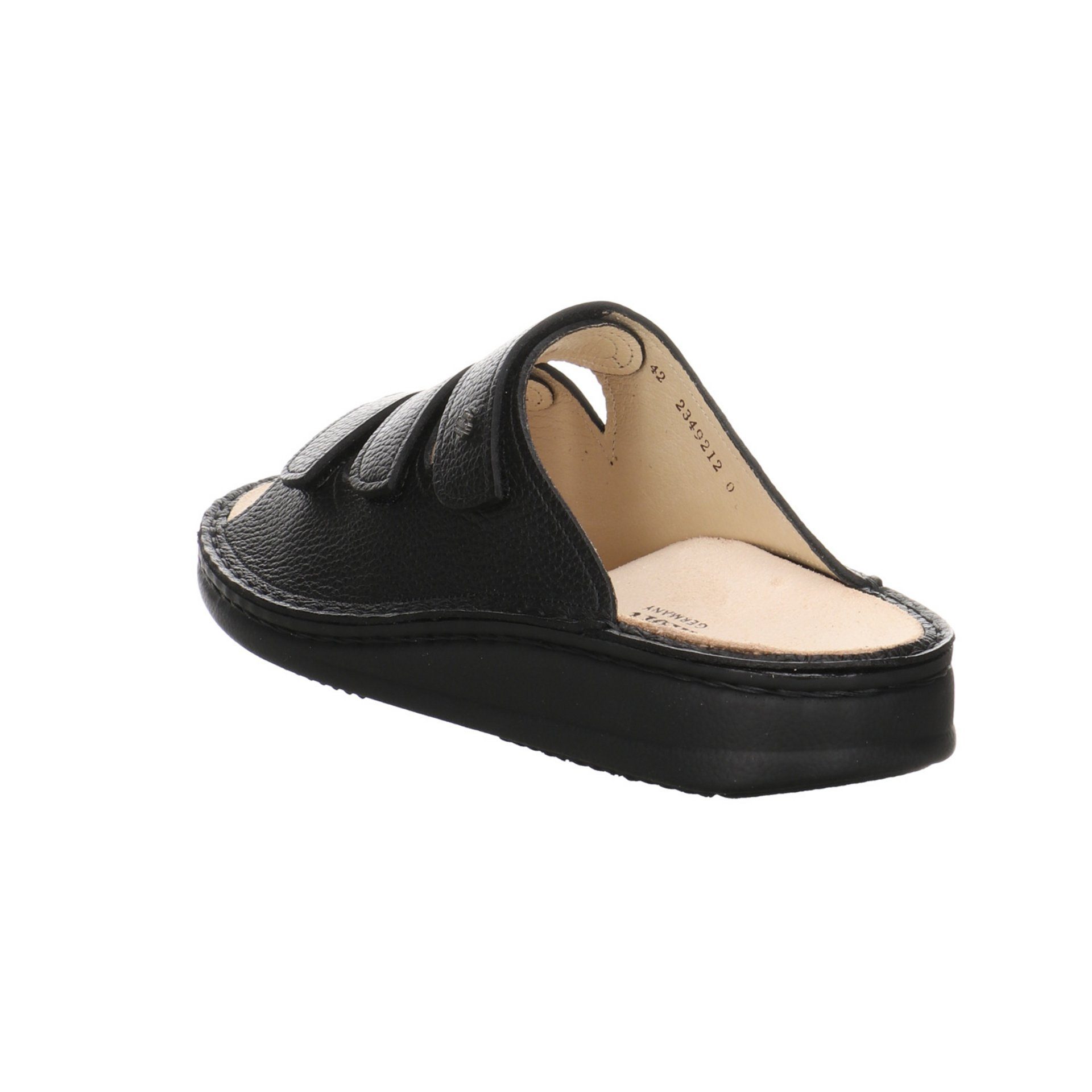 Korfu Finn Herren Pantolette Pantoletten schwarz Glattleder dunkel Hausschuh Comfort Sandalen