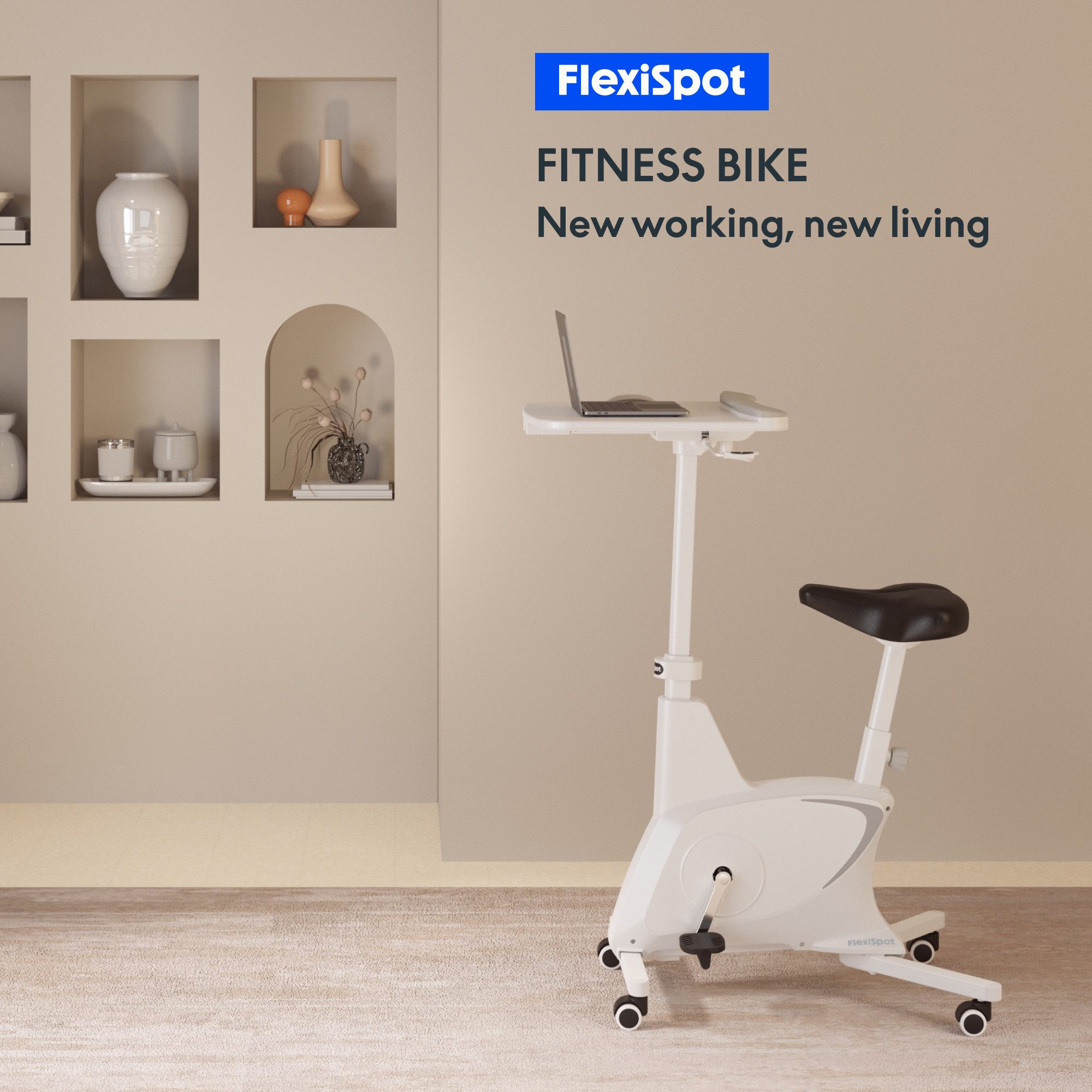 FLEXISPOT Fitnessbike Heimtrainer Fahrrad V9-Lite mit Tischplatte, (Tragbares Fitnessfahrrad mit Stabiler Rahmen und Geräuscharmer Betrieb), Ideal für Zuhause und Outdoor