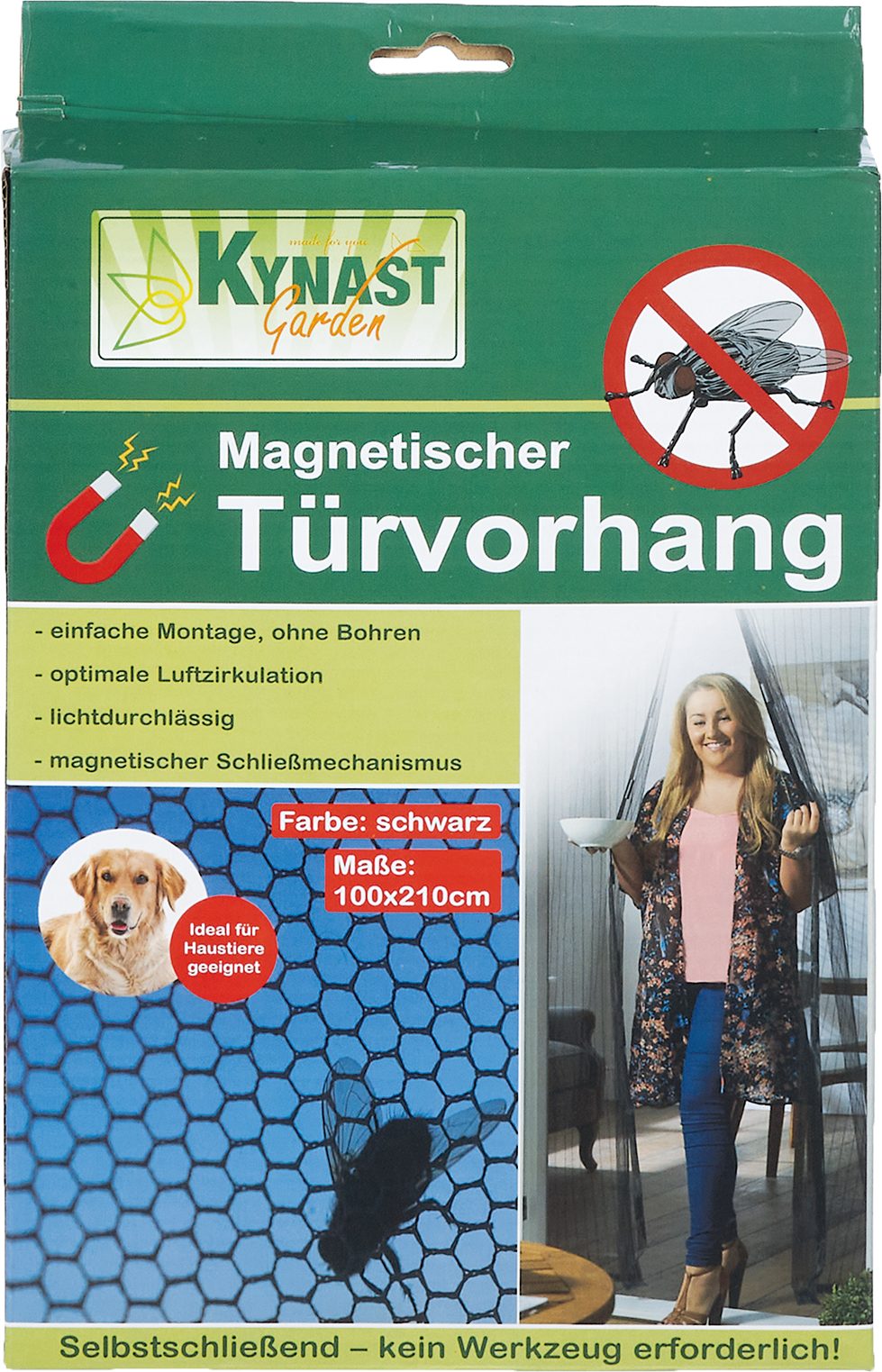 Kynast x cm schwarz 100 Fliegengitter Magnetic Garden Türvorhang 210 Fliegengitter-Gewebe