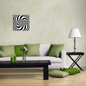 Wallario Glasbild, Optische Täuschung - Zebra Muster - schwarz weiß, in verschiedenen Ausführungen